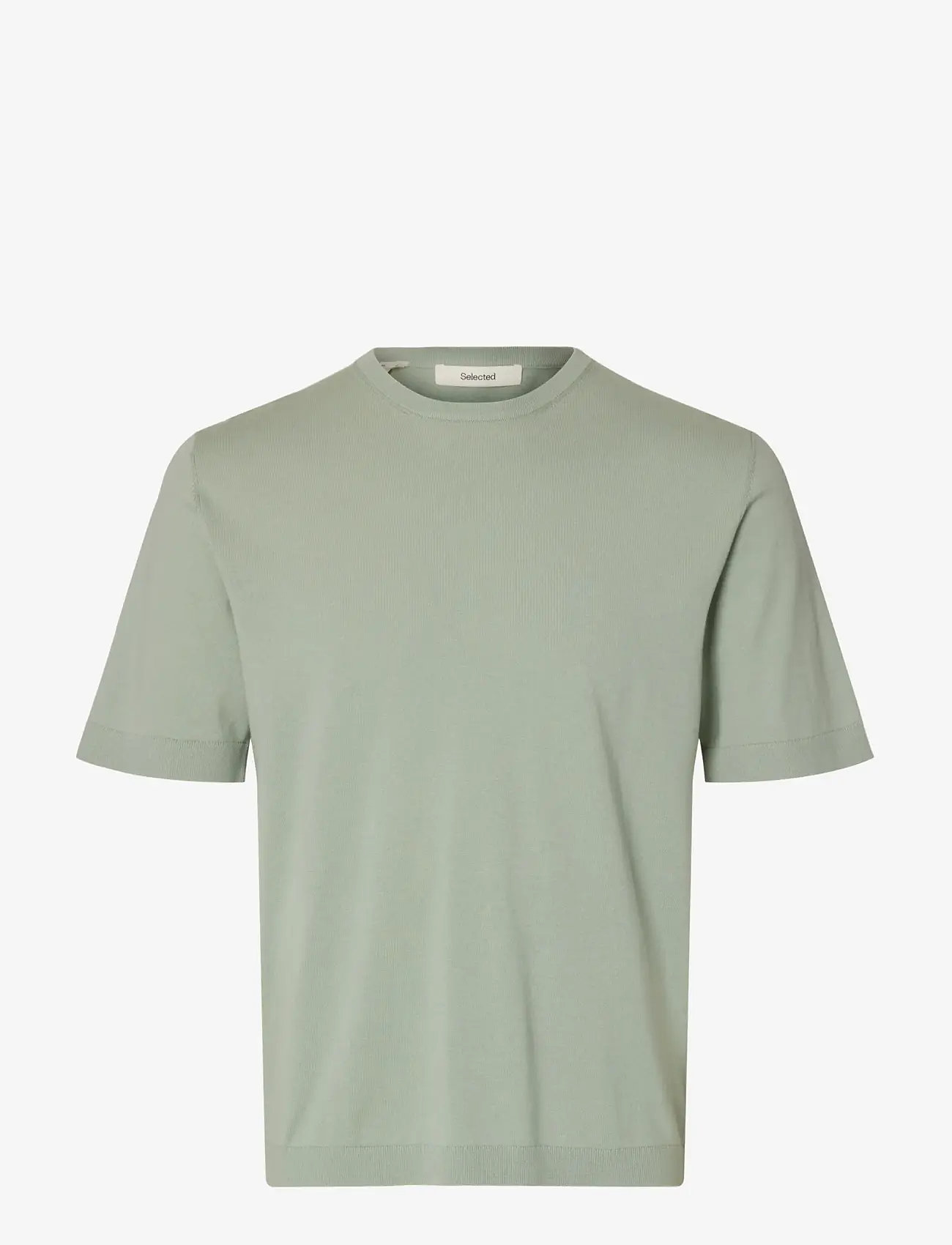 Selected - SLMTORINO SS KNIT CREW NECK NOOS - kurzärmelig - aqua gray - 1