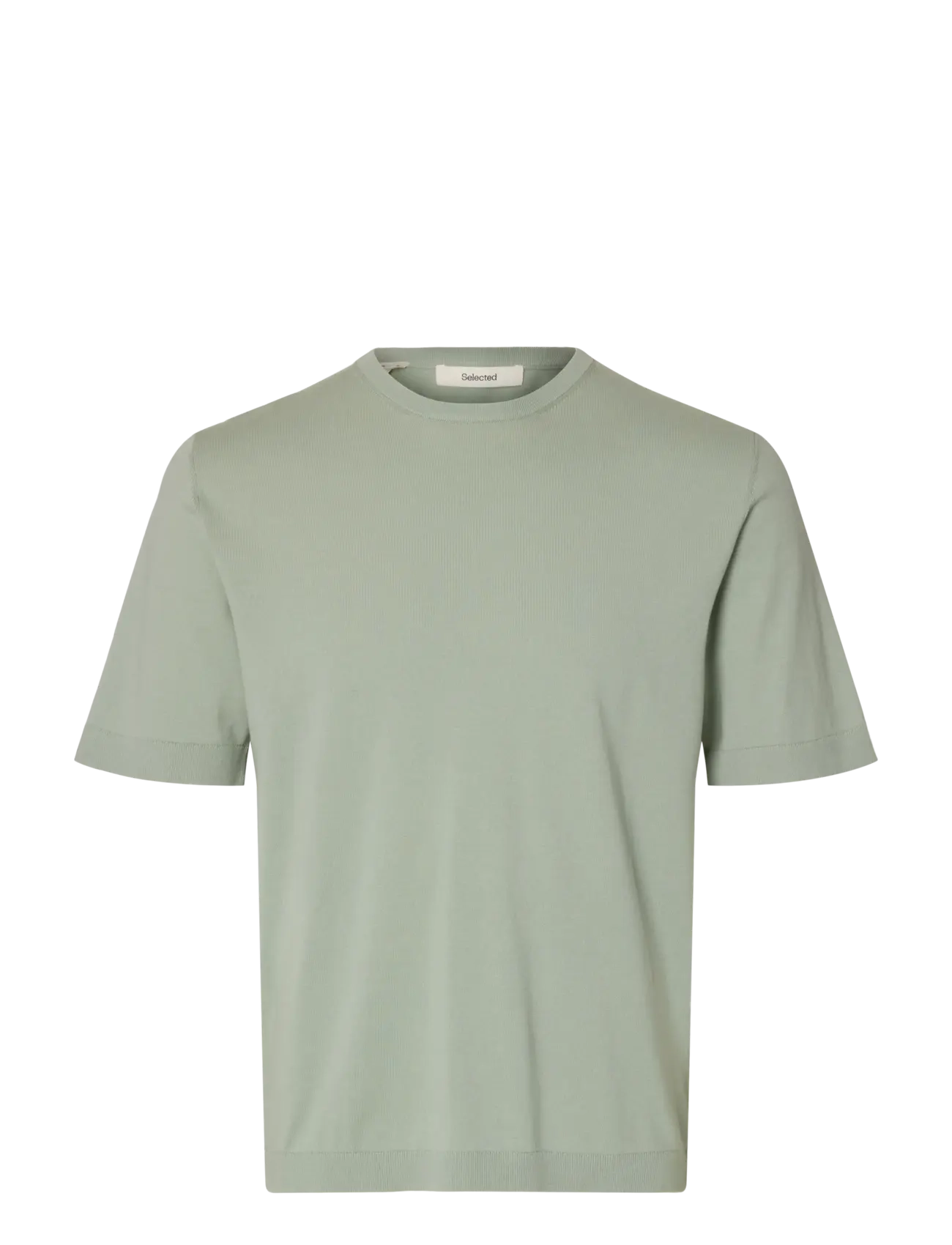 Selected SLMTORINO SS KNIT CREW NECK NOOS - T-shirts - AQUA GRAY / green