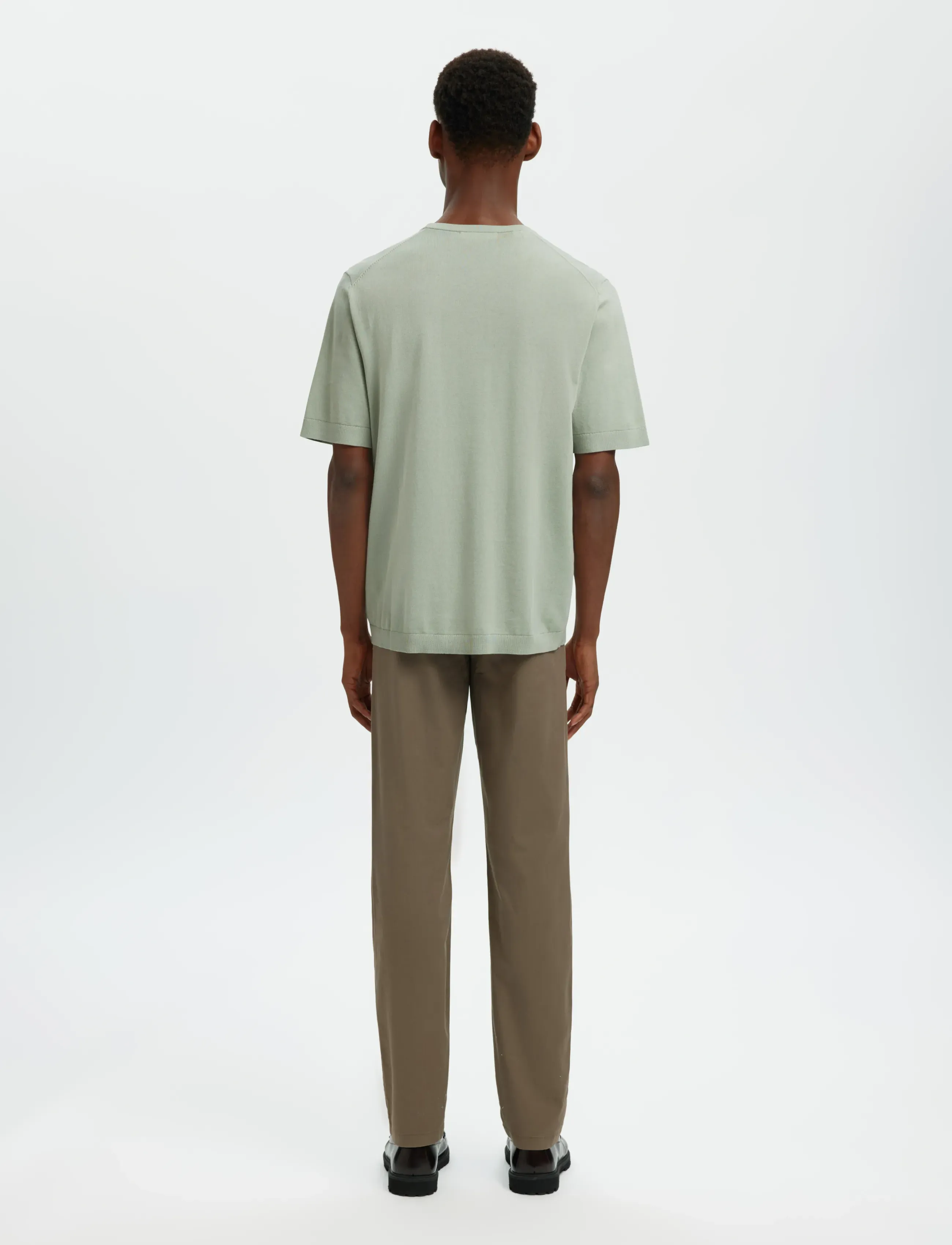 Selected - SLMTORINO SS KNIT CREW NECK NOOS - kortærmede t-shirts - aqua gray - 2
