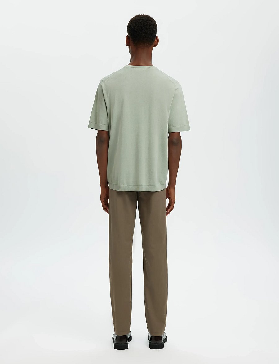 Selected - SLMTORINO SS KNIT REG CREW NECK NOOS - kortärmade t-shirts - aqua gray - 2