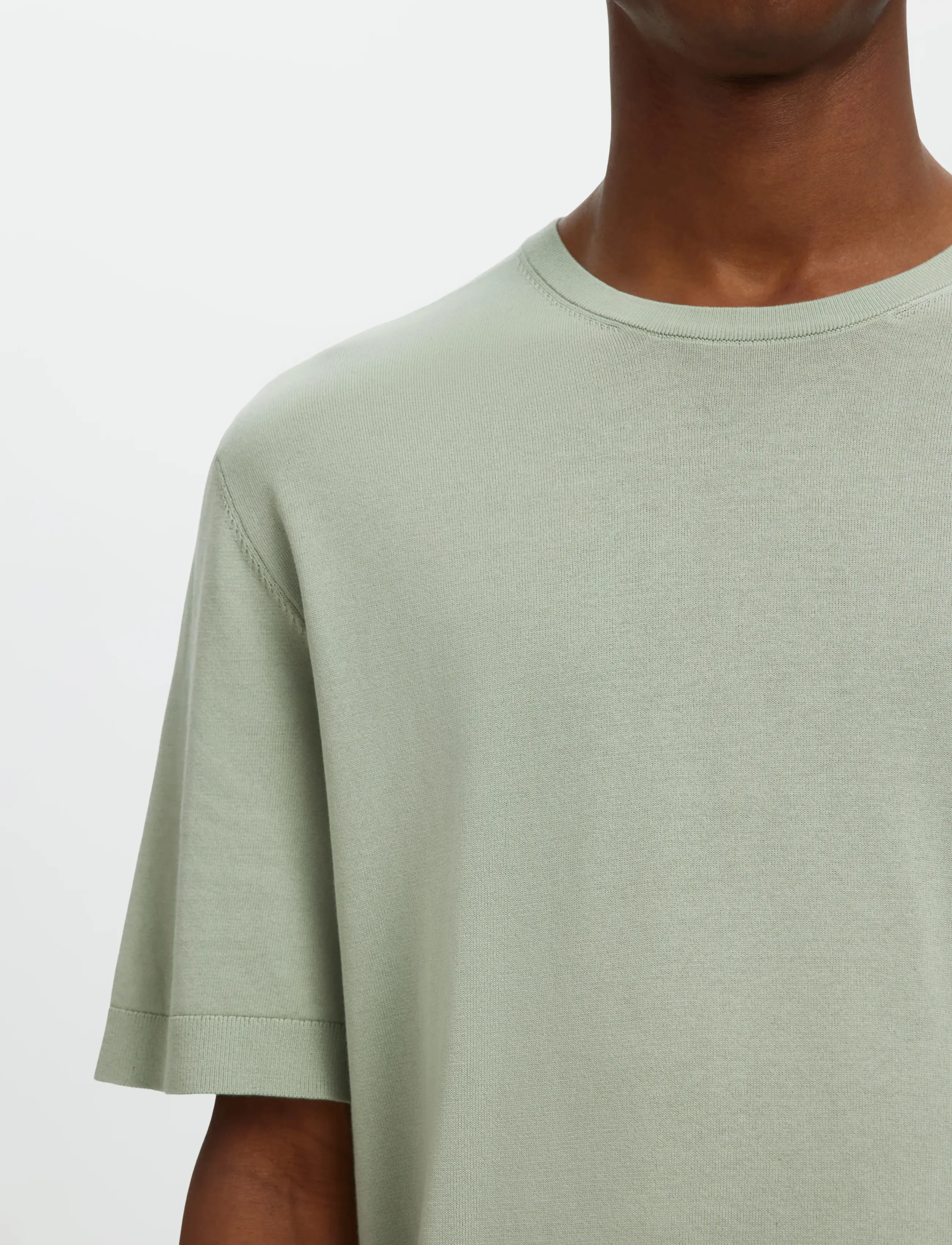 Selected - SLMTORINO SS KNIT CREW NECK NOOS - kortærmede t-shirts - aqua gray - 4