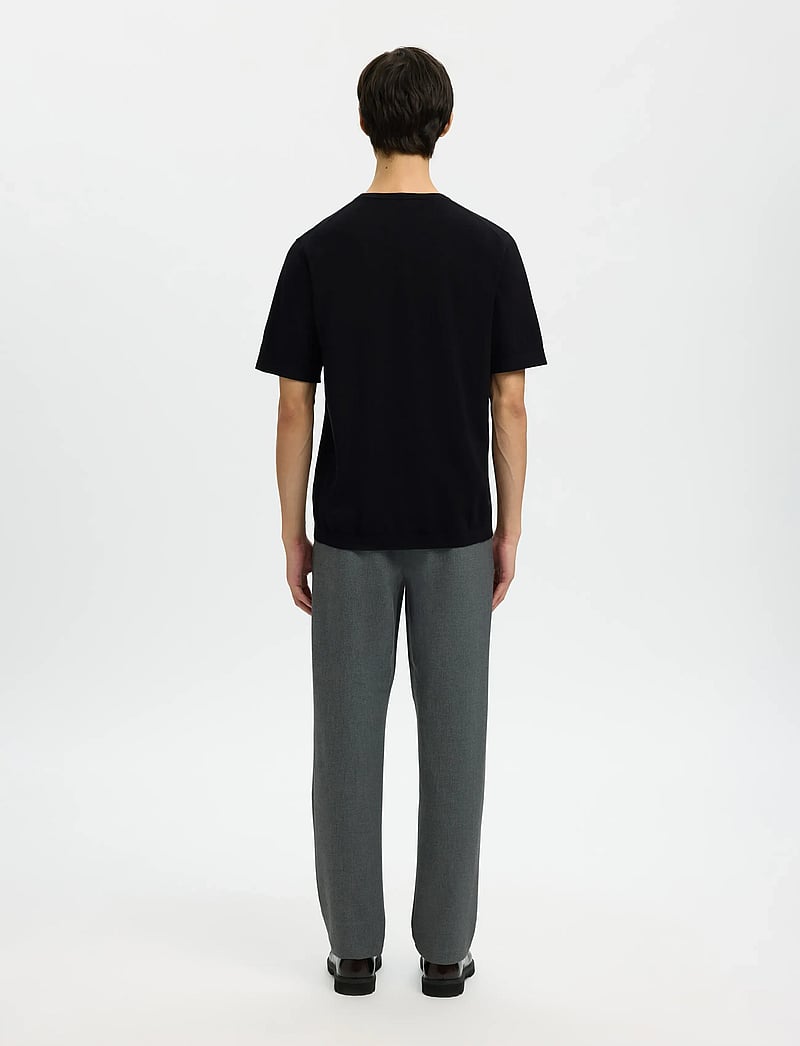 Selected - SLMTORINO SS KNIT CREW NECK NOOS - kurzärmelig - black - 2