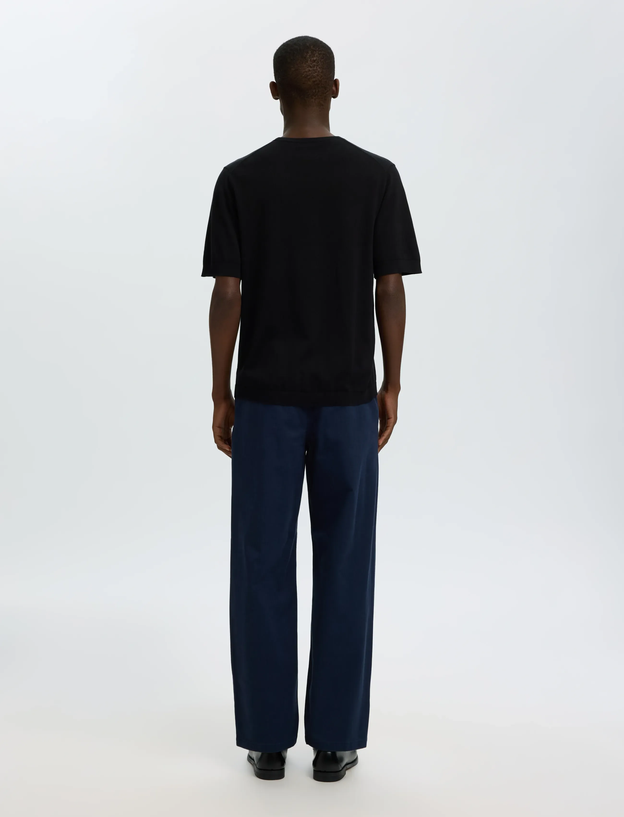 Selected - SLMTORINO SS KNIT CREW NECK NOOS - stutterma bolir - black - 2