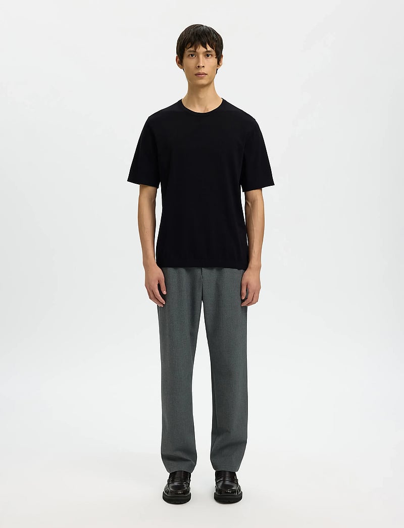 Selected - SLMTORINO SS KNIT CREW NECK NOOS - kurzärmelig - black - 3