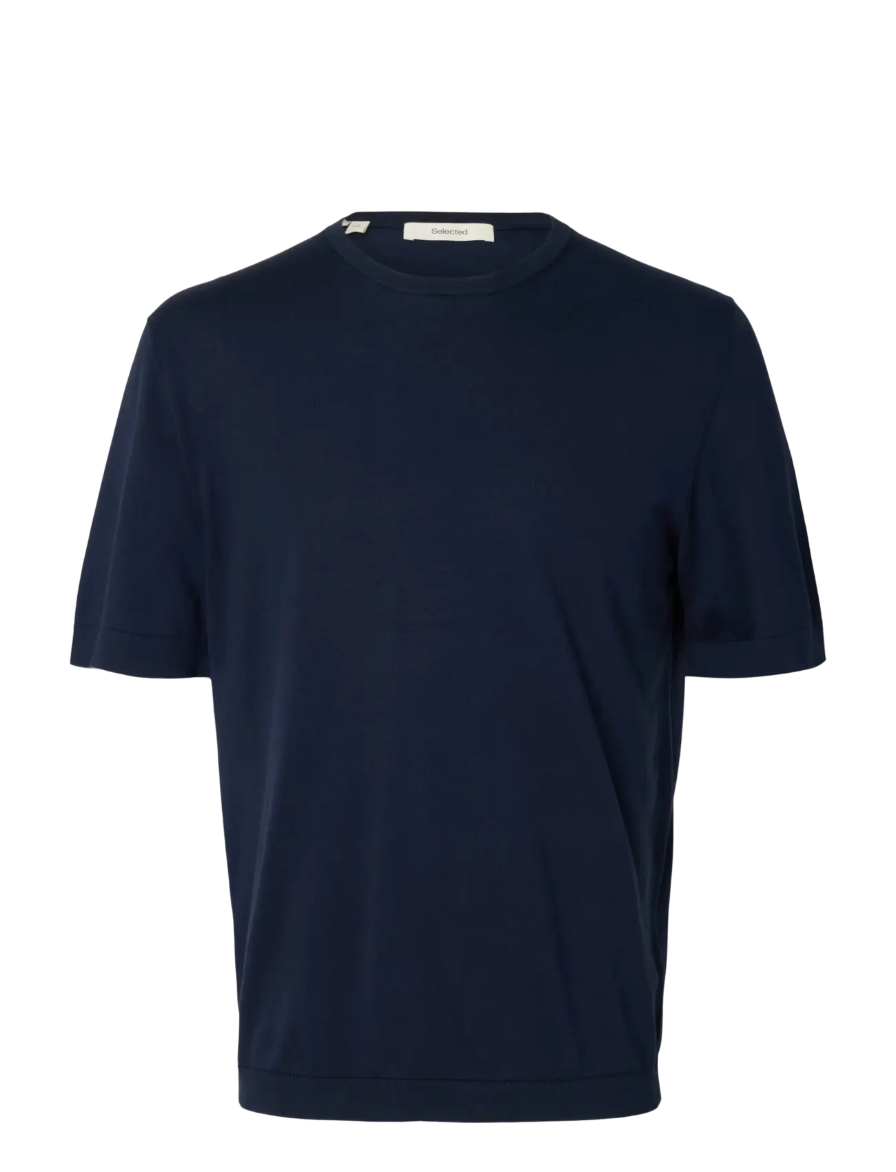 Selected SLMTORINO SS KNIT CREW NECK NOOS - T-shirts - NAVY BLAZER / navy