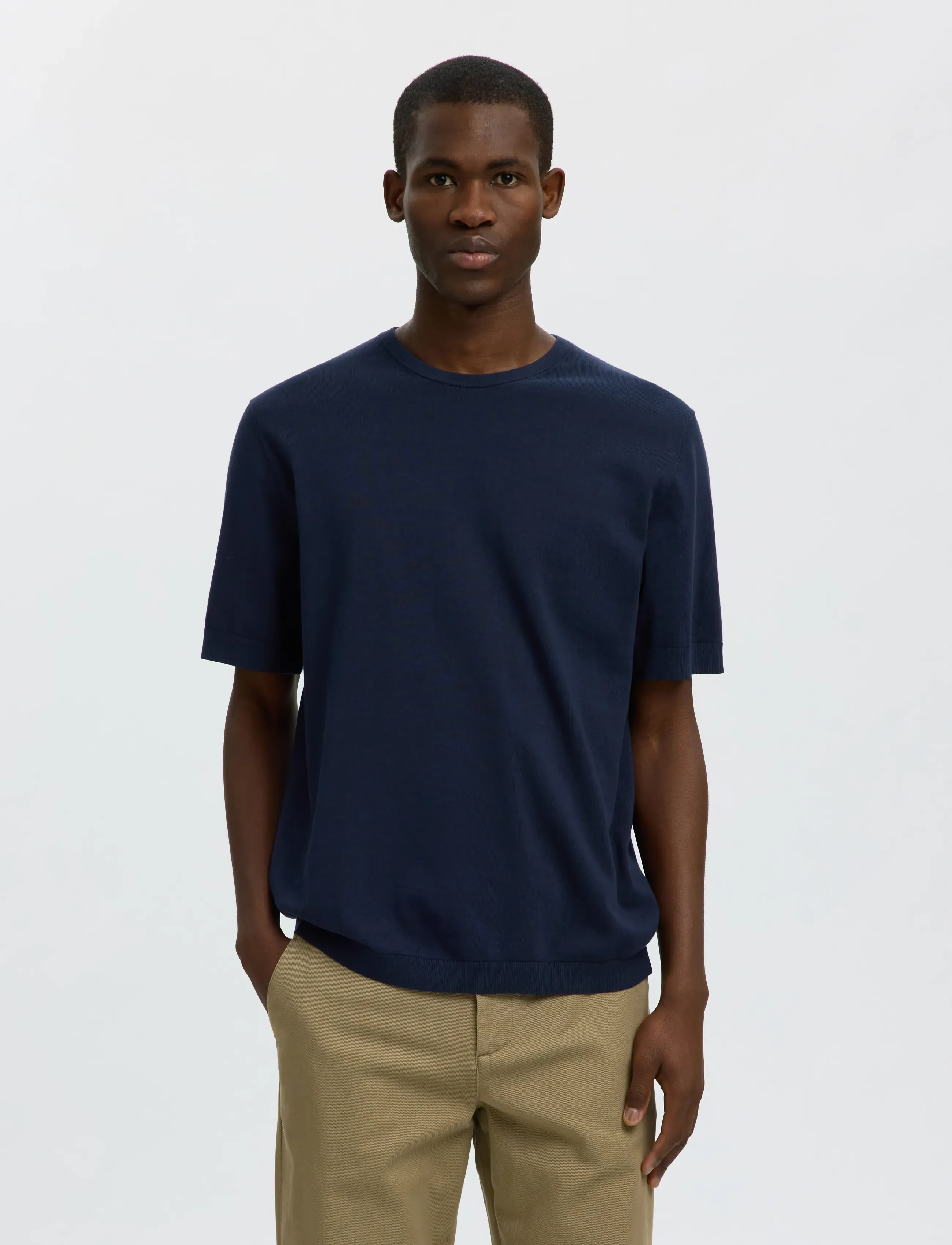Selected SLMTORINO SS KNIT CREW NECK NOOS - Kleidung - NAVY BLAZER / navy