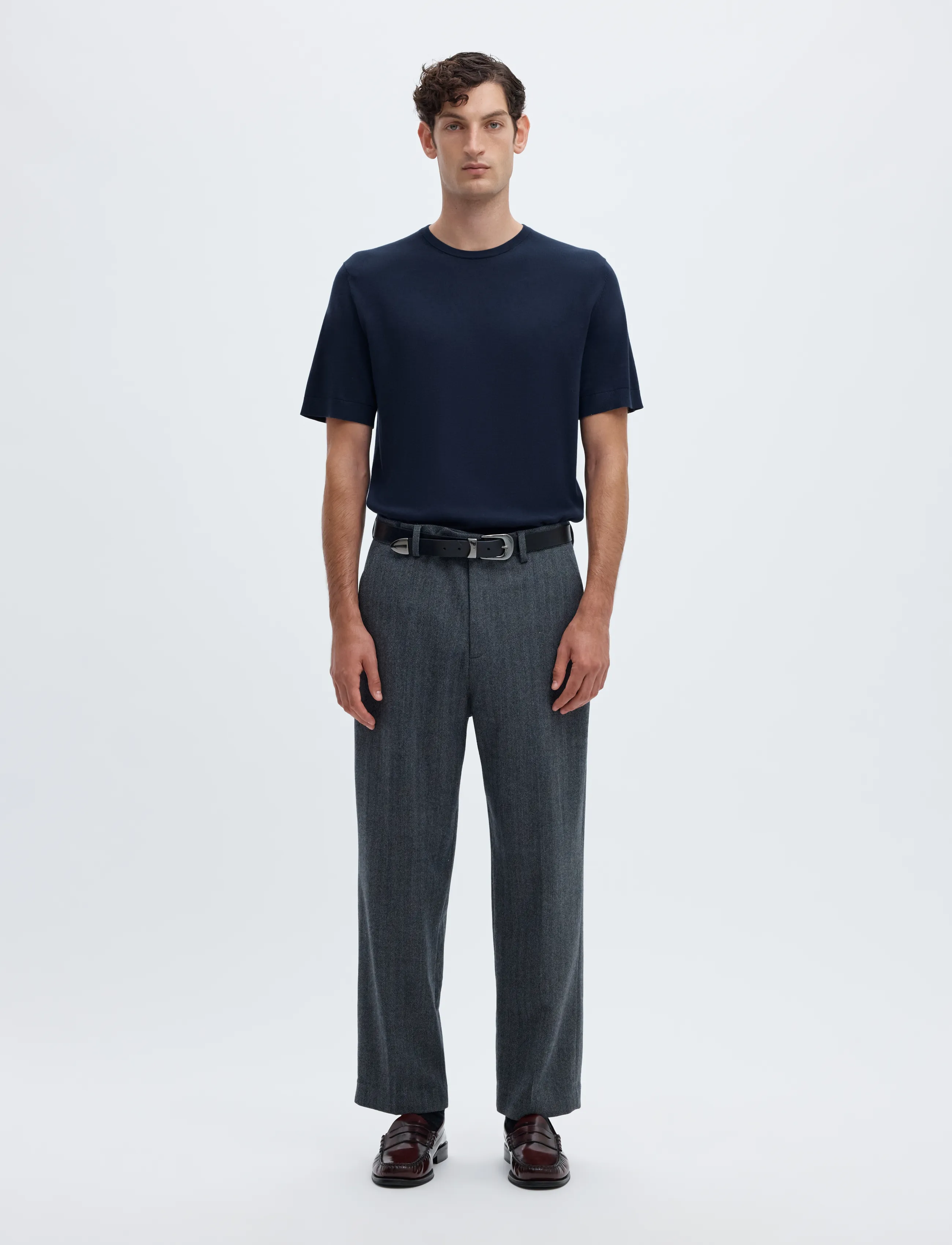 Selected - SLMTORINO SS KNIT REG CREW NECK NOOS - kortærmede t-shirts - navy blazer - 3