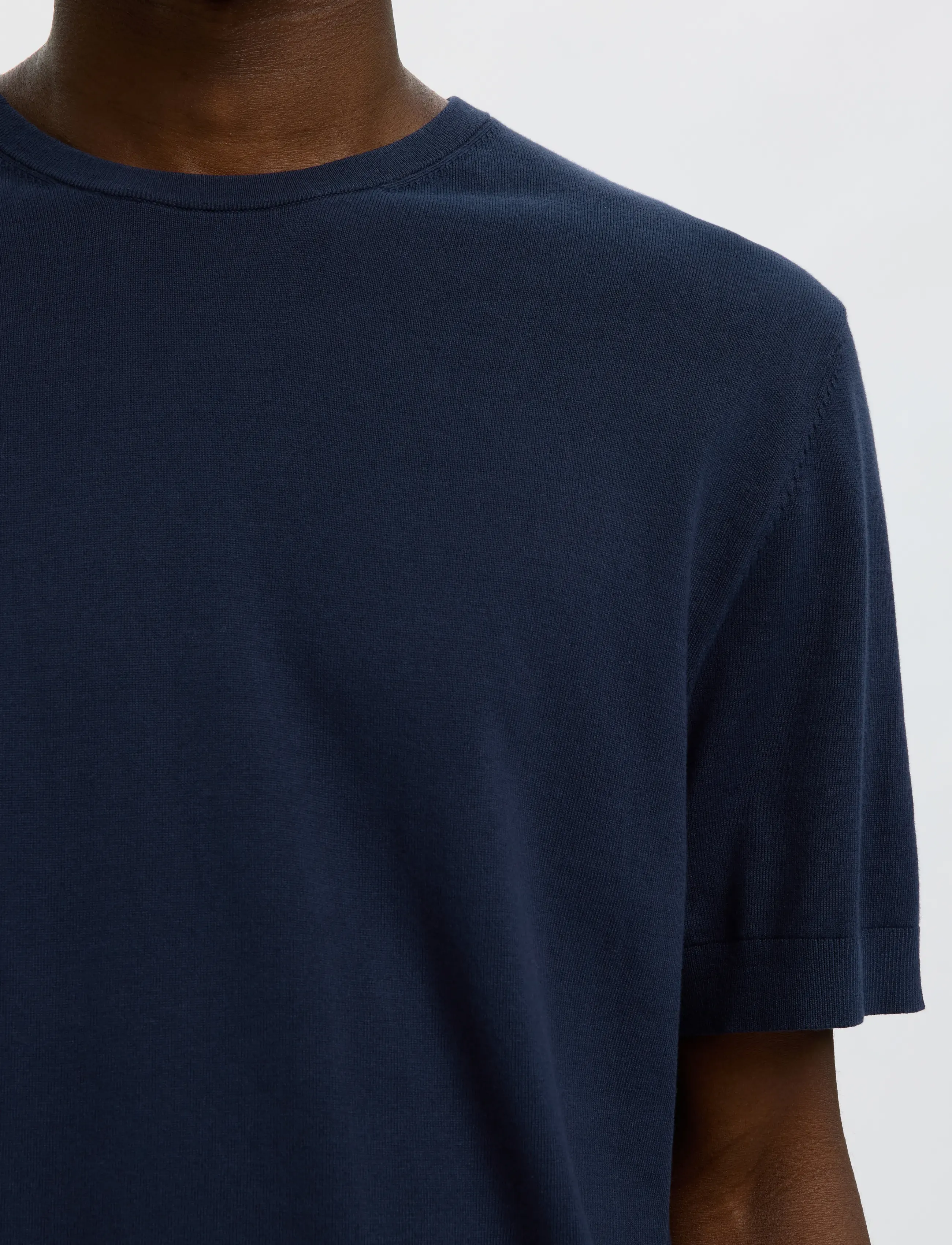 Selected - SLMTORINO SS KNIT CREW NECK NOOS - kortærmede t-shirts - navy blazer - 4