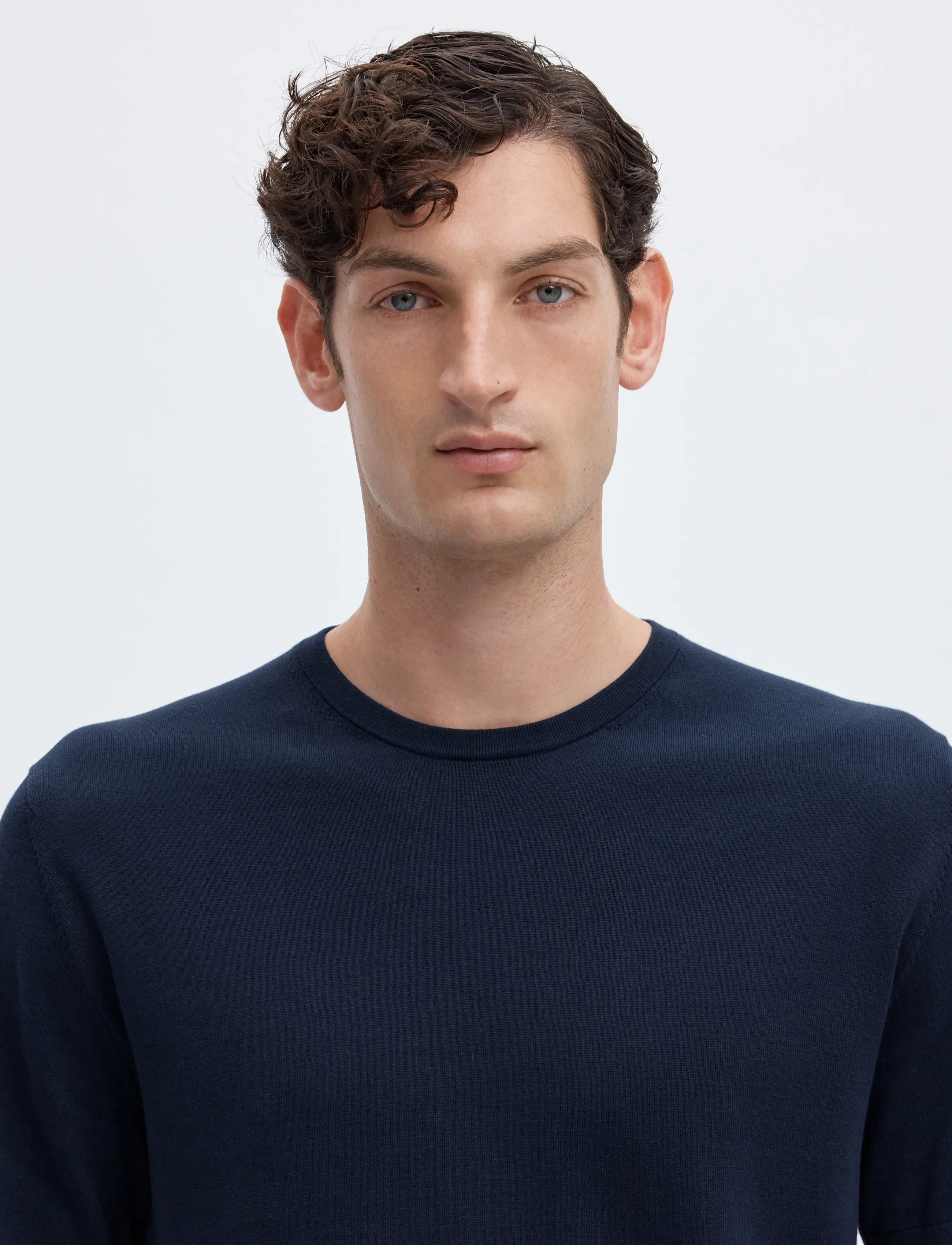 Selected - SLMTORINO SS KNIT REG CREW NECK NOOS - kortærmede t-shirts - navy blazer - 4
