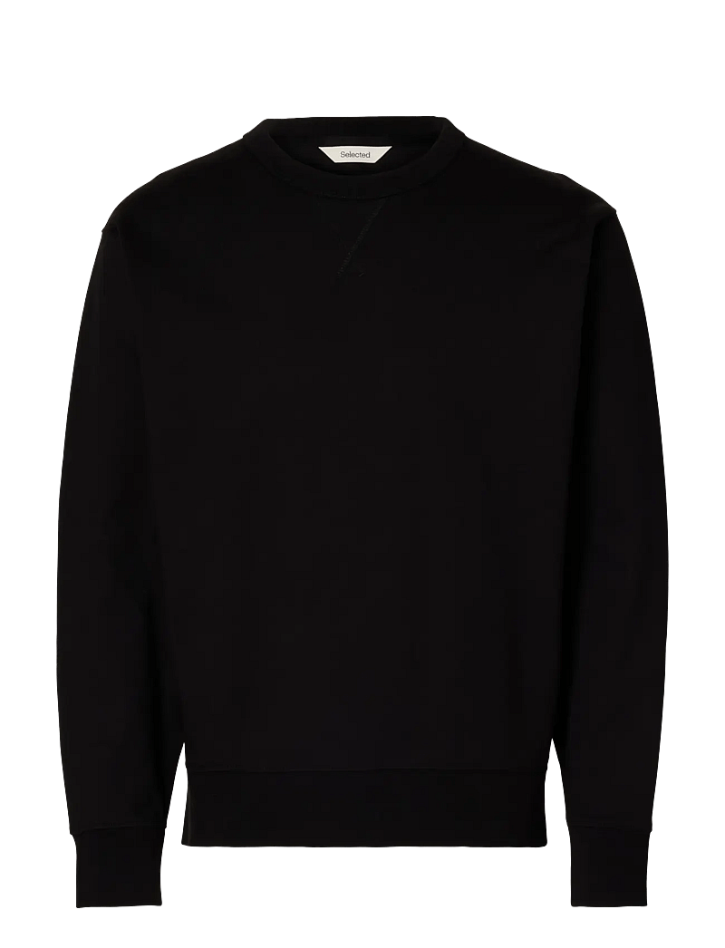 Selected - SLHRELAXLUKE LS SWEAT CREW NECK NOOS - sweats - black - 1