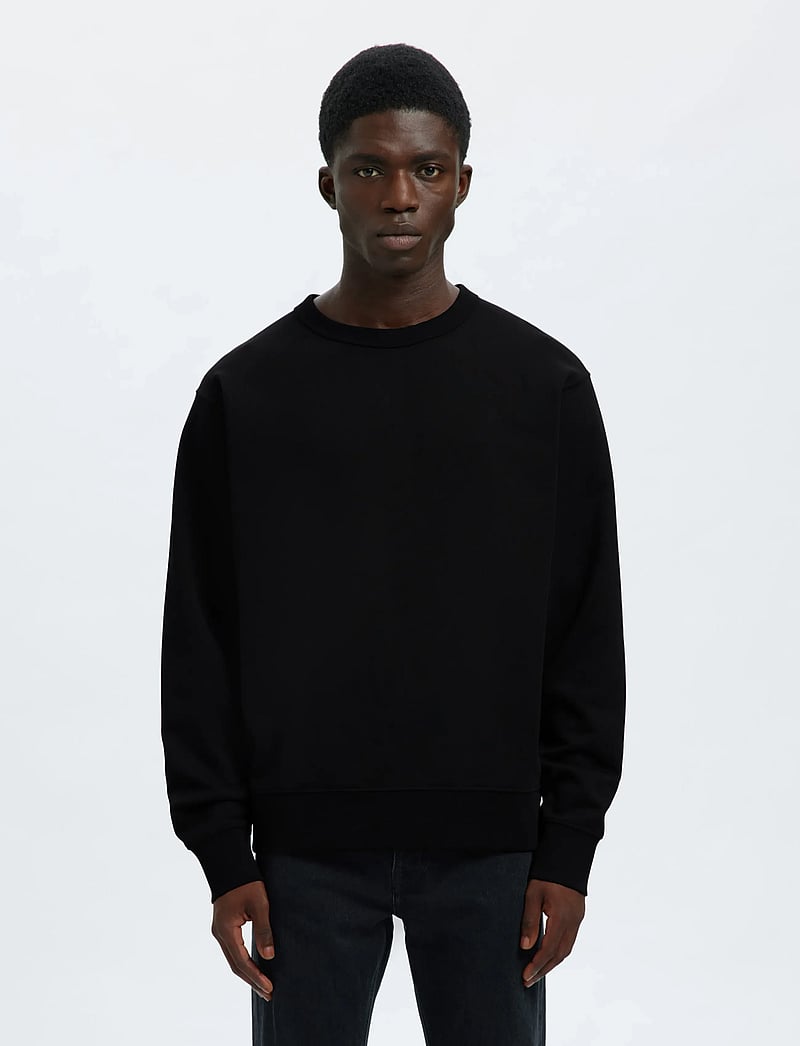 Selected - SLHRELAXLUKE LS SWEAT CREW NECK NOOS - sweats - black - 0