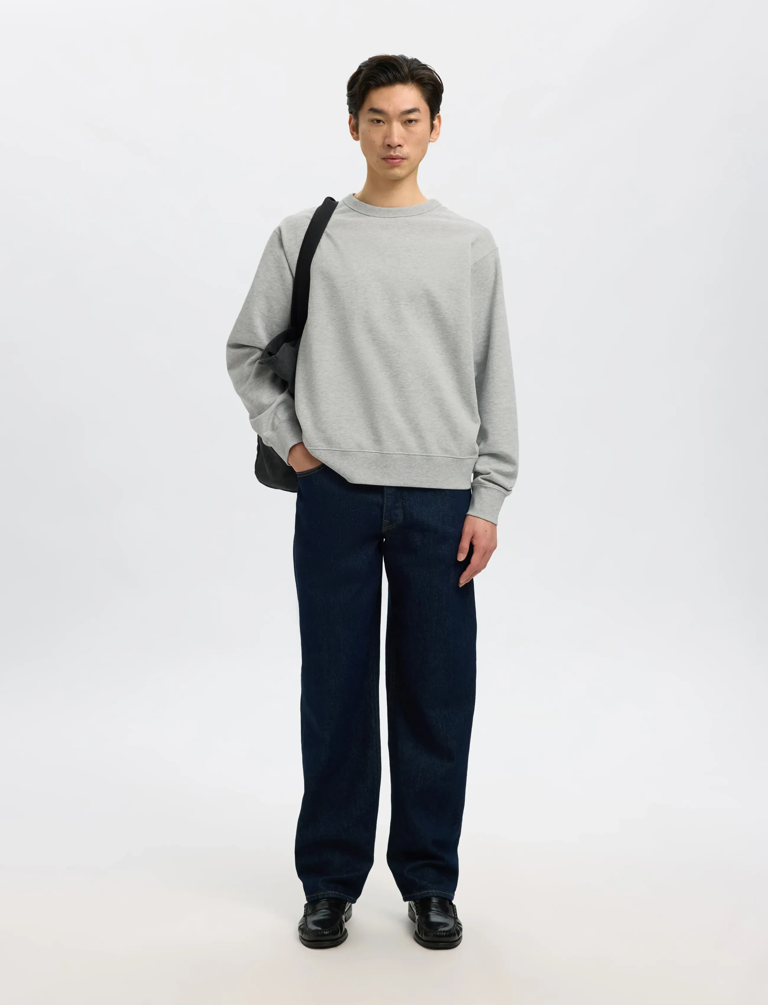 Selected - SLHRELAXLUKE LS SWEAT CREW NECK NOOS - osta olukorra järgi - light grey melange - 5
