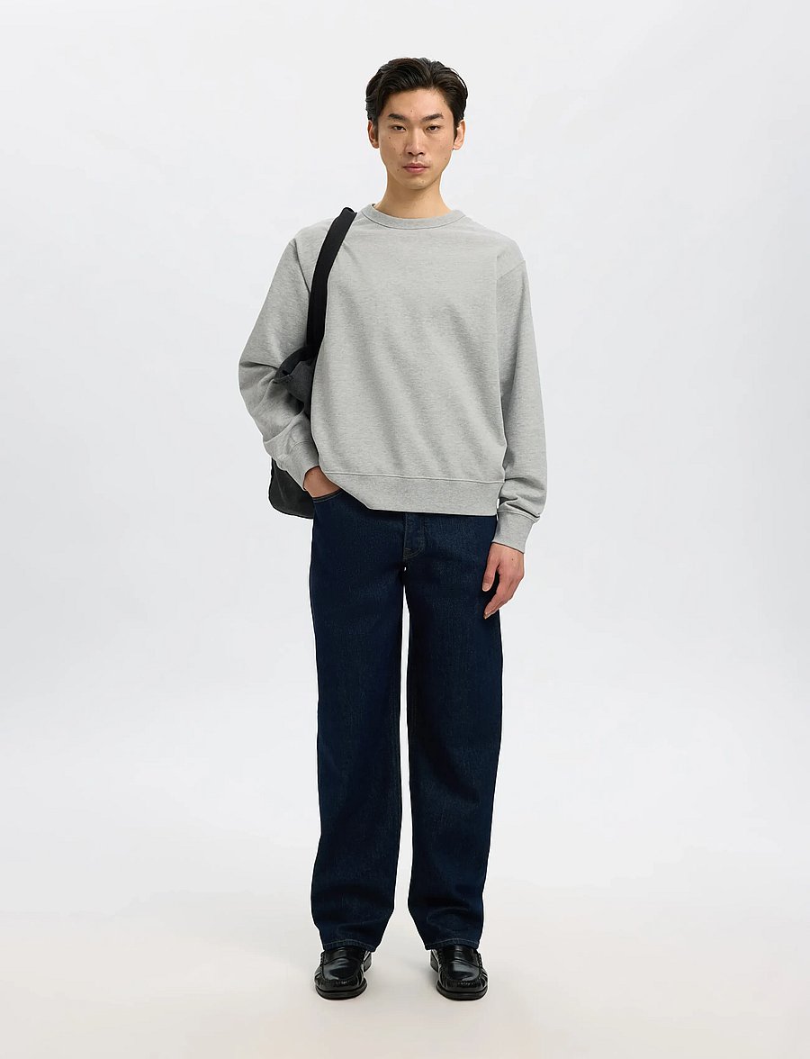 Selected - SLHRELAXLUKE LS SWEAT CREW NECK NOOS - osta olukorra järgi - light grey melange - 5