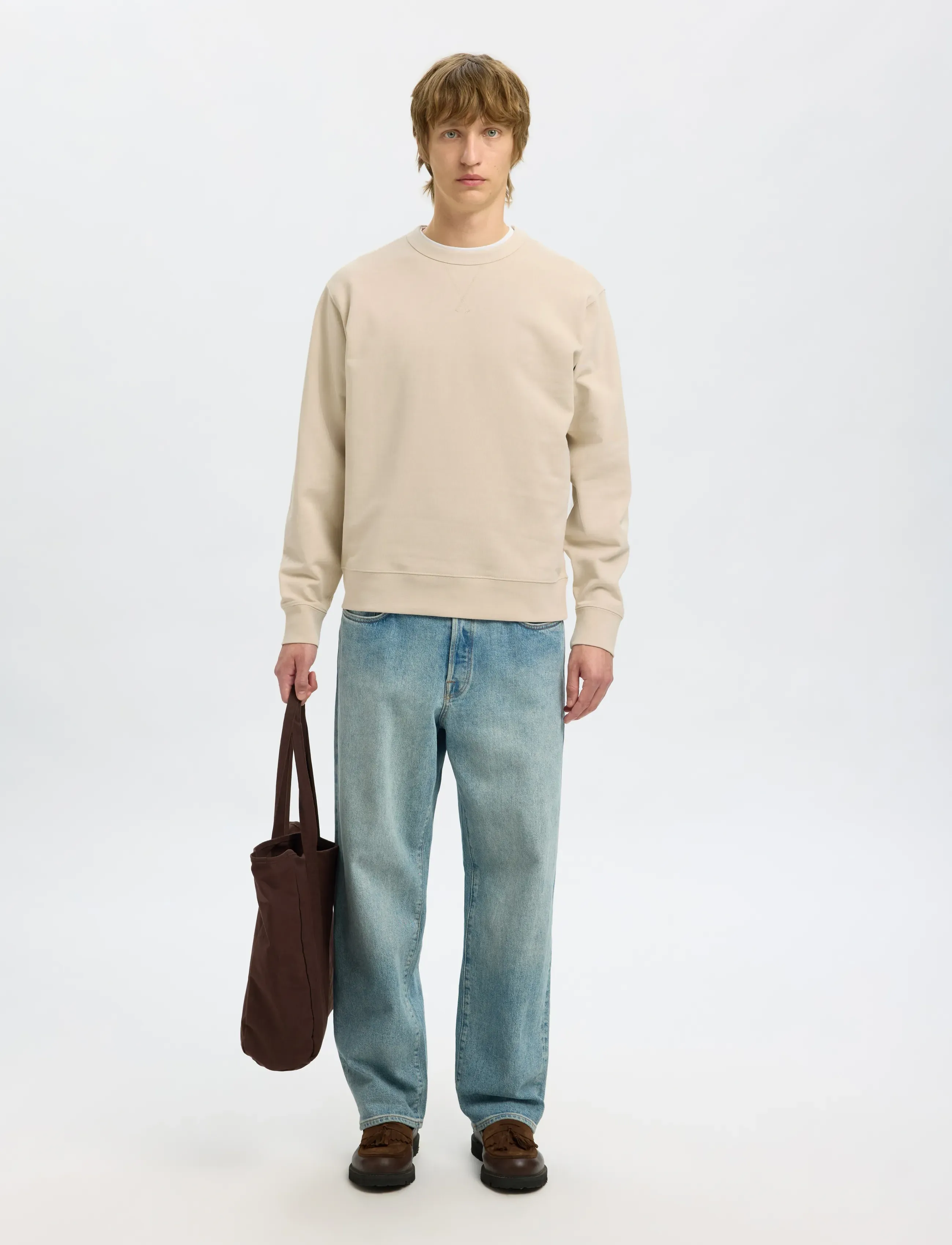 Selected - SLHRELAXLUKE LS SWEAT CREW NECK NOOS - shop efter anledning - oatmeal - 3