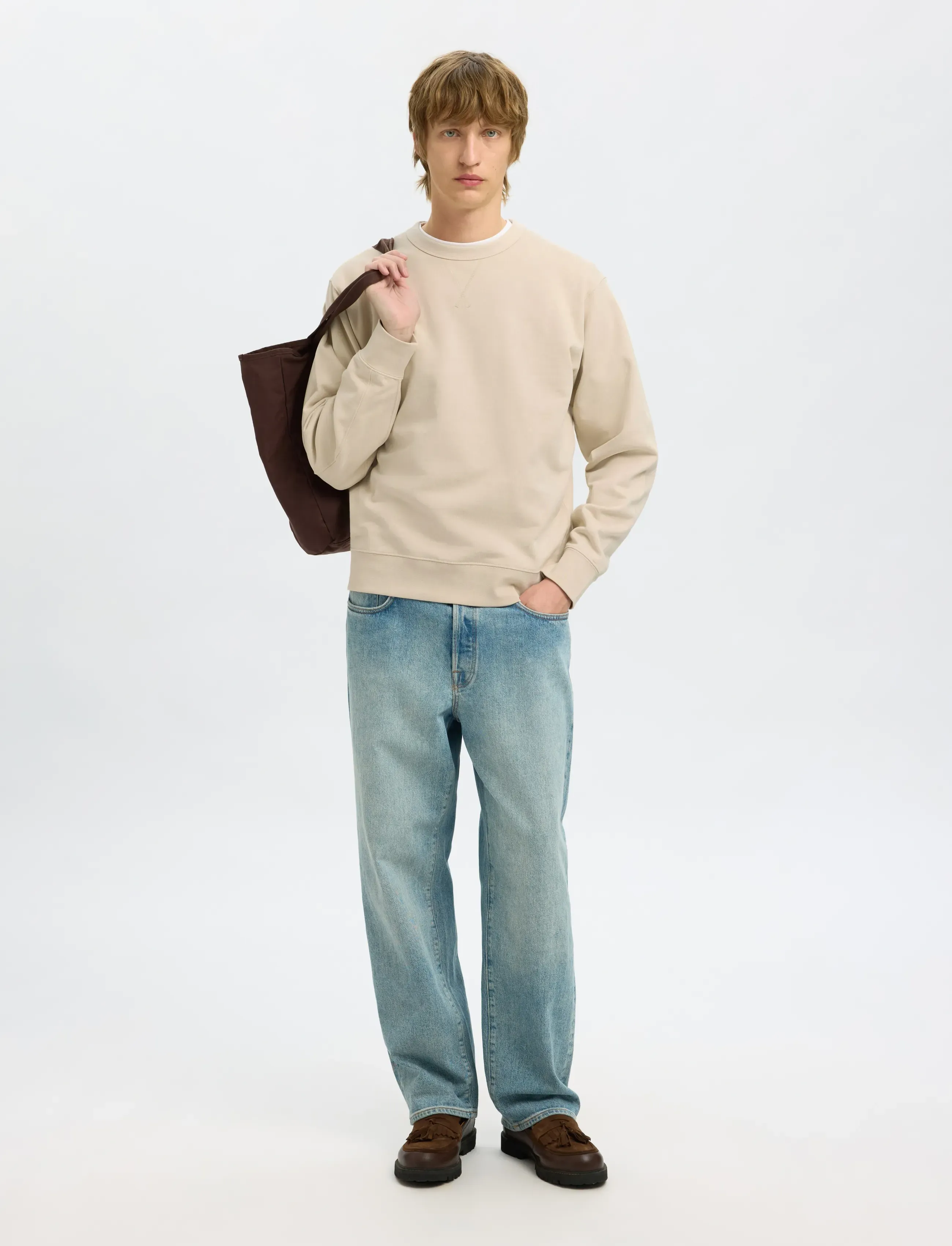 Selected - SLHRELAXLUKE LS SWEAT CREW NECK NOOS - shop efter anledning - oatmeal - 5