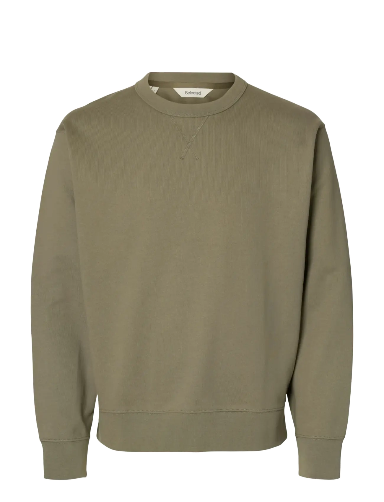 SLHRELAXLUKE LS SWEAT CREW NECK NOOS - VETIVER