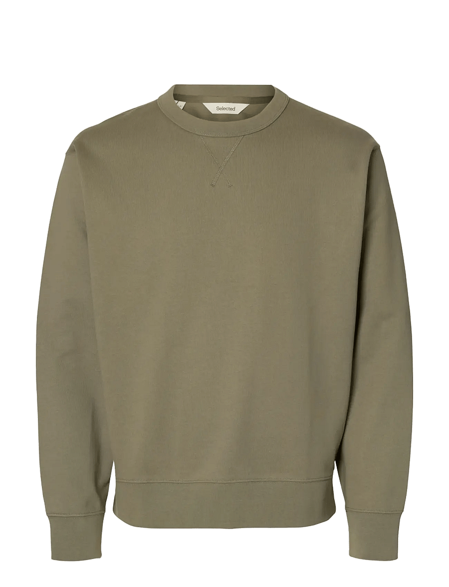 Selected - SLHRELAXLUKE LS SWEAT CREW NECK NOOS - shop efter anledning - vetiver - 1
