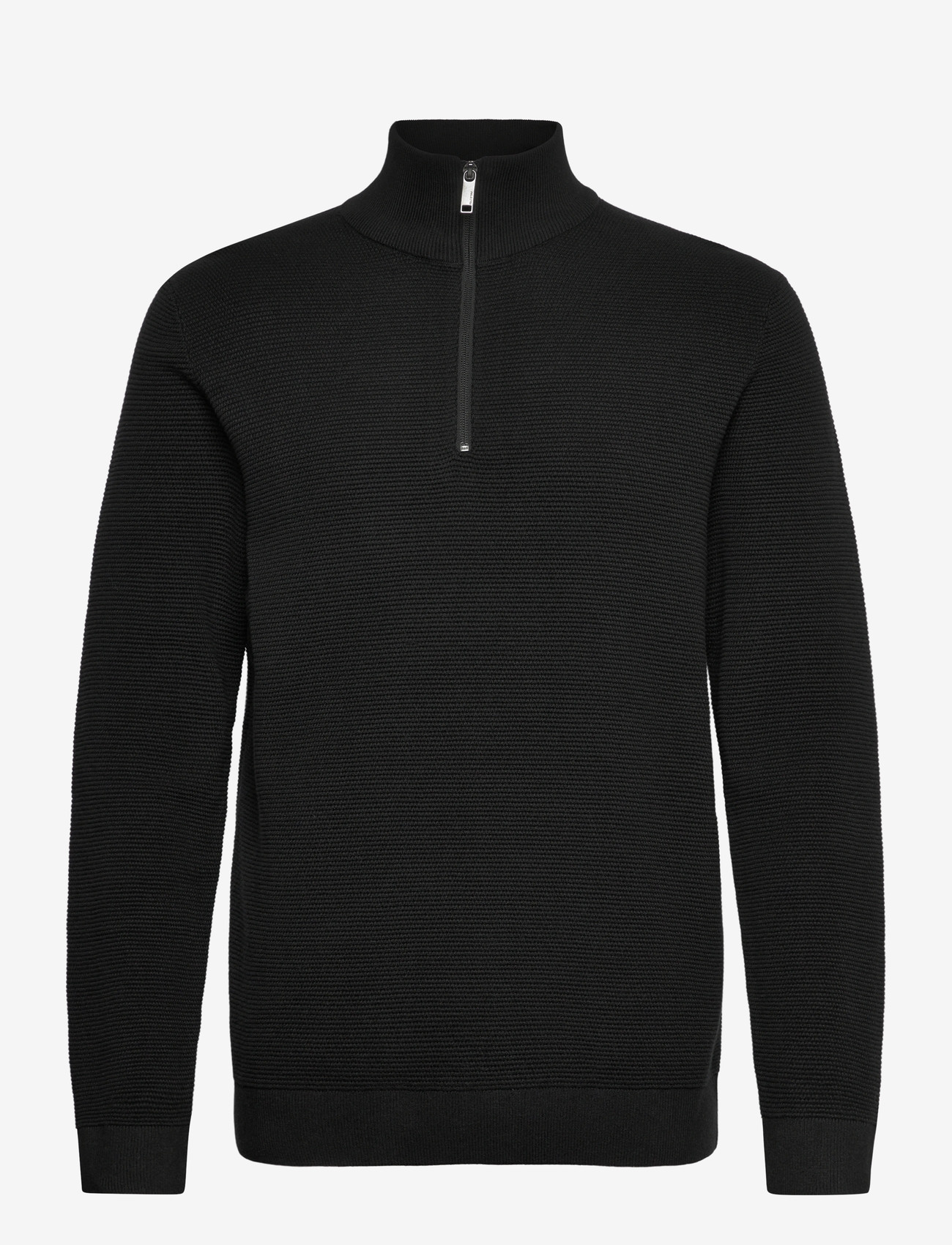 Selected - SLHROSS LS KNIT STRUCTURE HALF ZIP NOOS - halfzip strik - black - 0