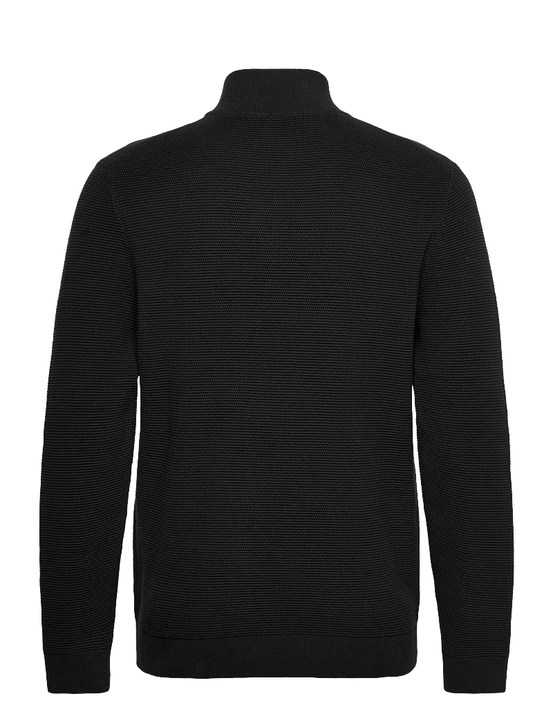 Selected - SLHROSS LS KNIT STRUCTURE HALF ZIP NOOS - halfzip strik - black - 1