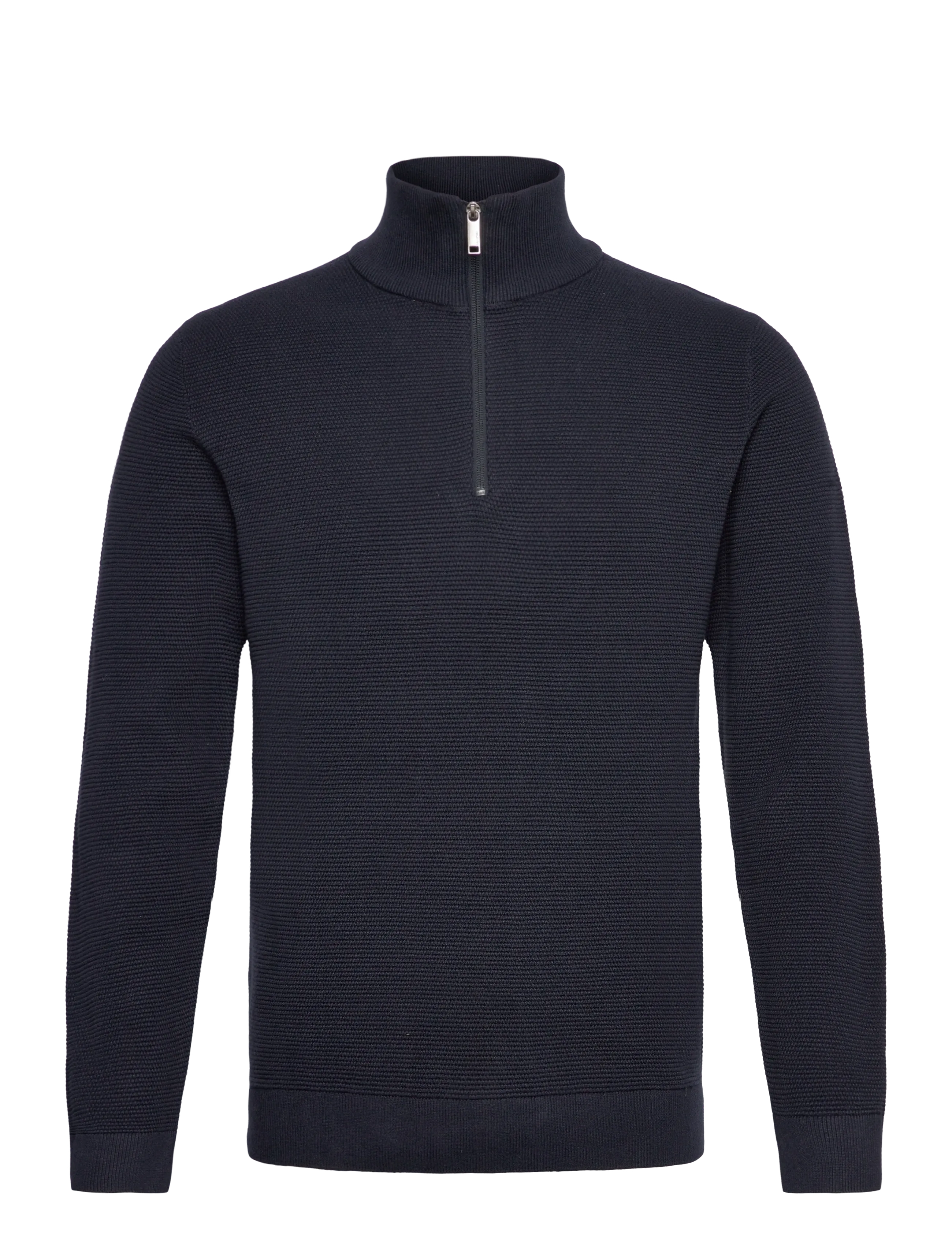 SLHROSS LS KNIT STRUCTURE HALF ZIP NOOS - DARK SAPPHIRE