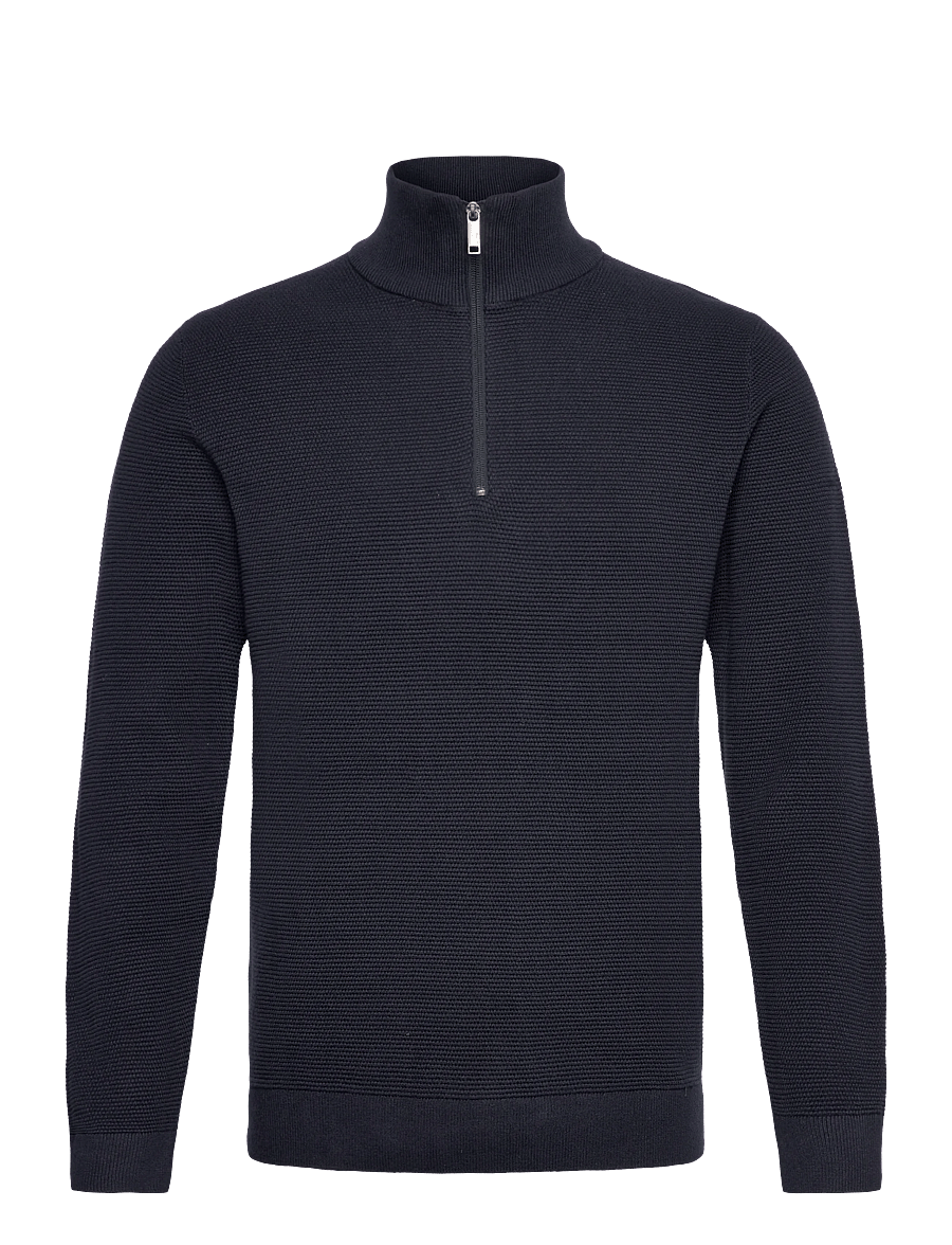 Selected - SLHROSS LS KNIT STRUCTURE HALF ZIP NOOS - halfzip strik - dark sapphire - 1
