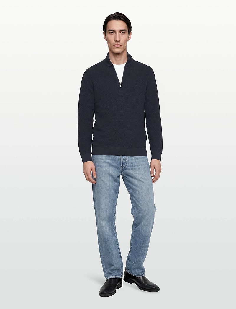 Selected - SLHROSS LS KNIT STRUCTURE HALF ZIP NOOS - halfzip strik - dark sapphire - 0