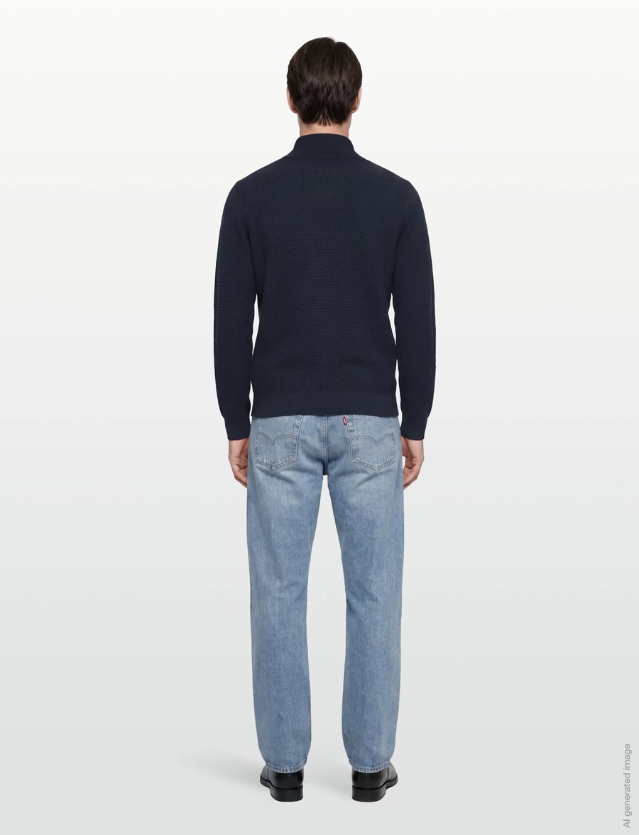Selected - SLHROSS LS KNIT STRUCTURE HALF ZIP NOOS - halfzip strik - dark sapphire - 4
