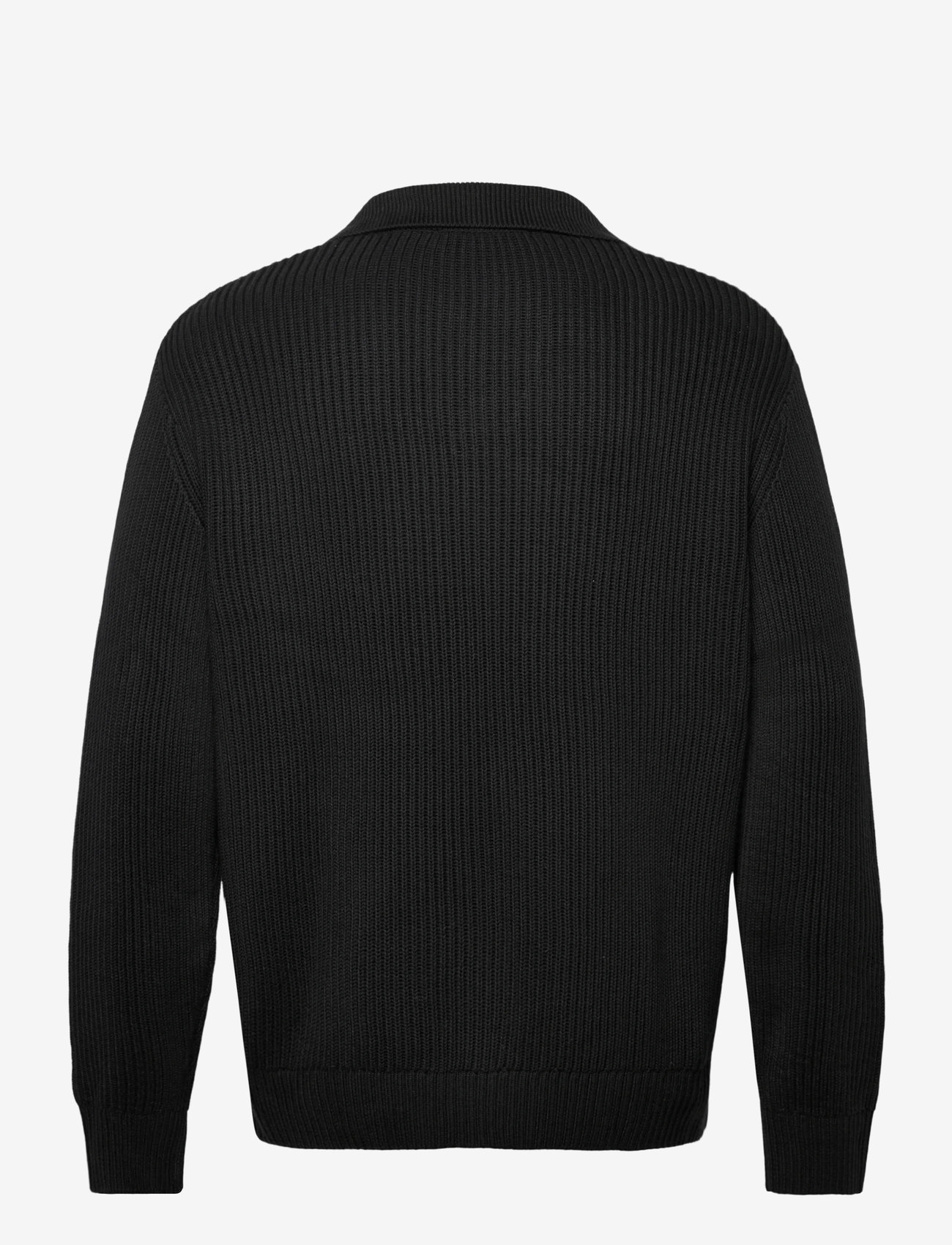 Selected - SLHDRY LS KNIT RELAXED OPEN POLO - polos en tricot à manches longues - black - 1