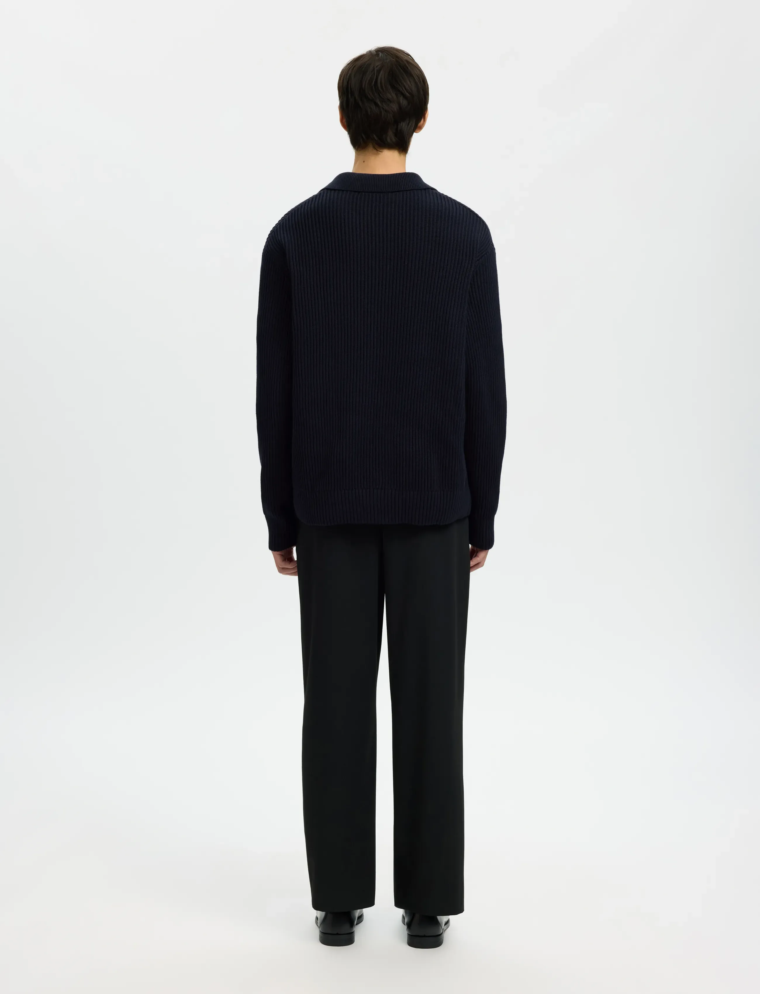 Selected - SLHDRY LS KNIT RELAXED OPEN POLO - langärmelige gestrickte polohemden - sky captain - 3