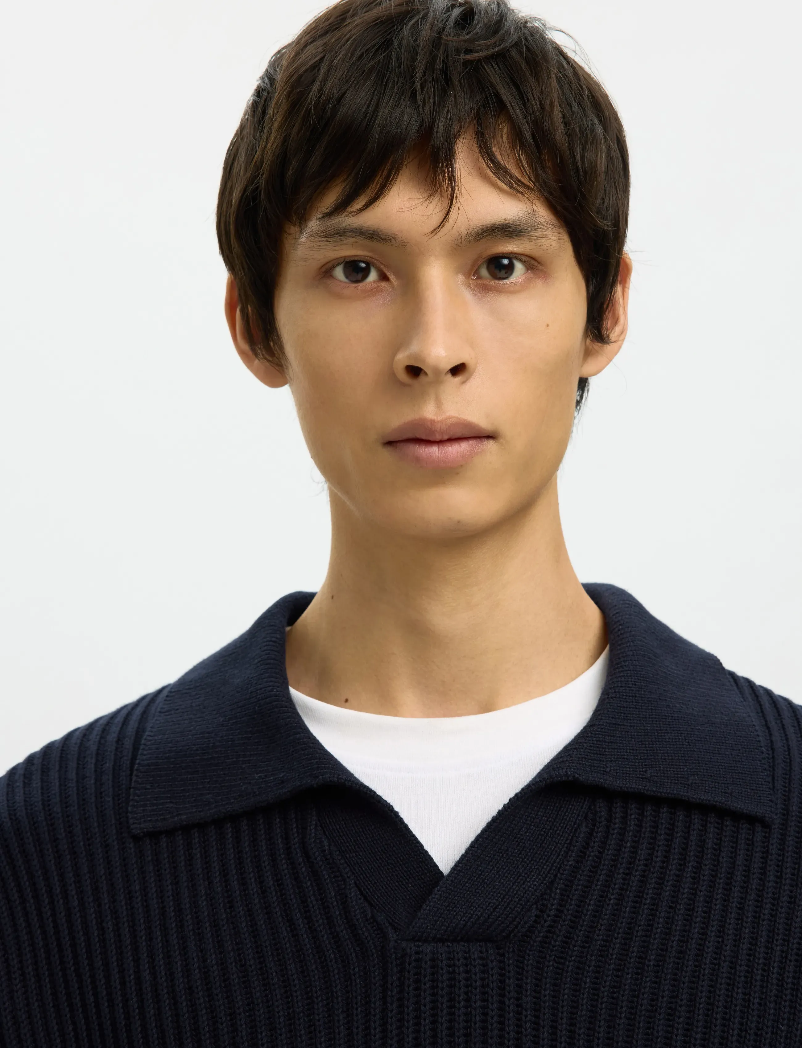 SELECTED Slhdry Ls Knit Relaxed Open Polo långärmade t-shirts herr – bild 4
