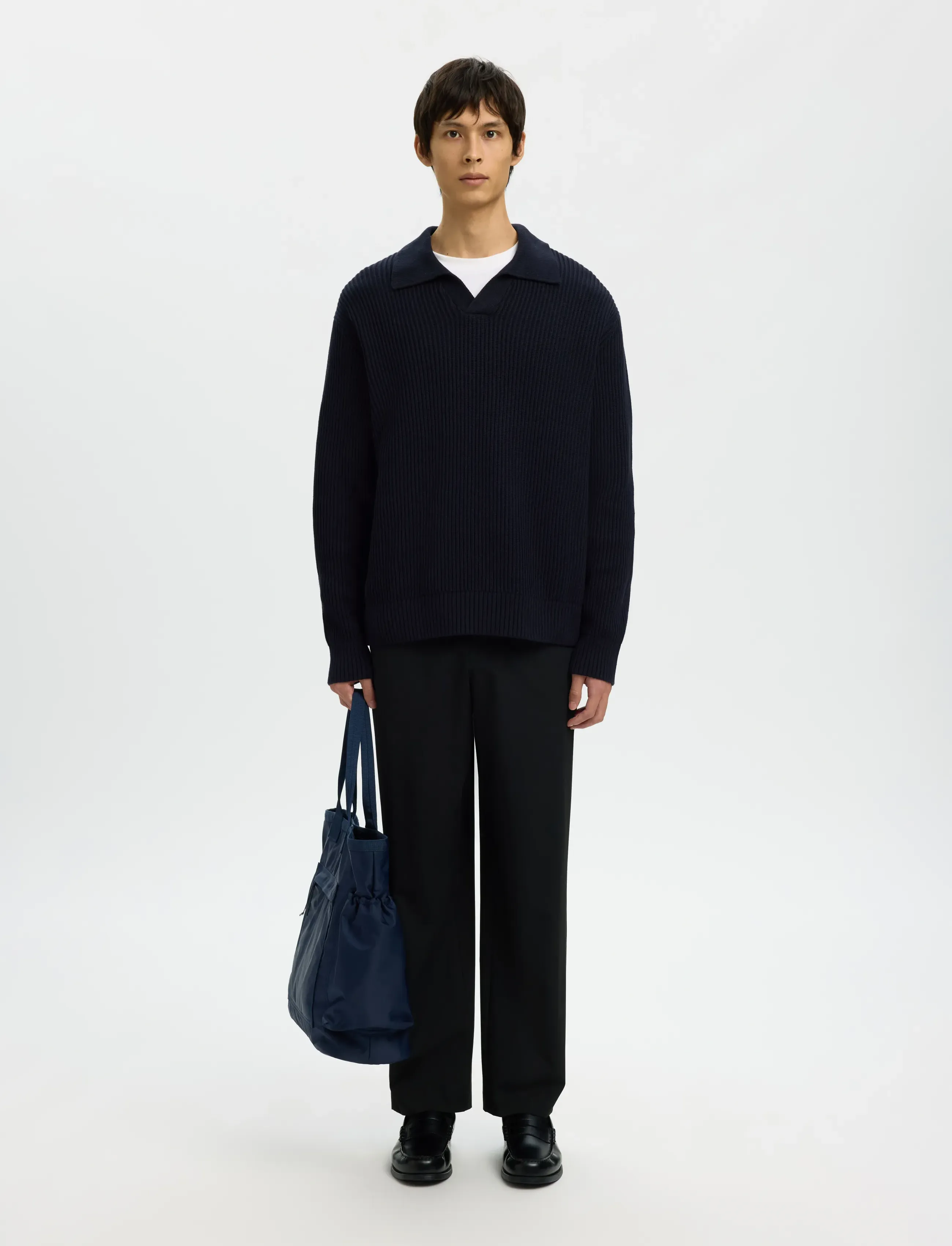 SELECTED Slhdry Ls Knit Relaxed Open Polo långärmade t-shirts herr – bild 5