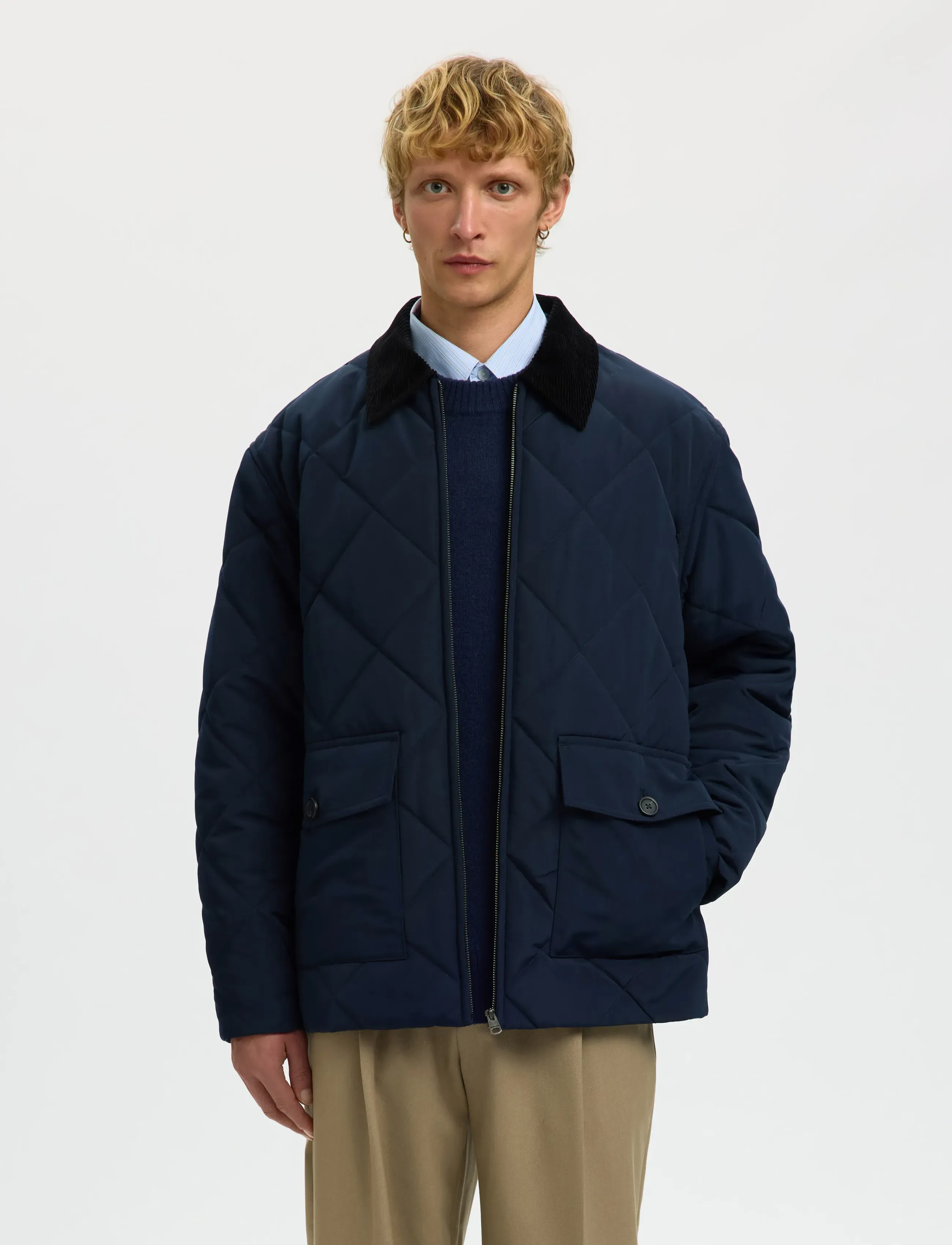 Selected SLHCARLOS QUILTED JKT - Riided - SKY CAPTAIN / navy