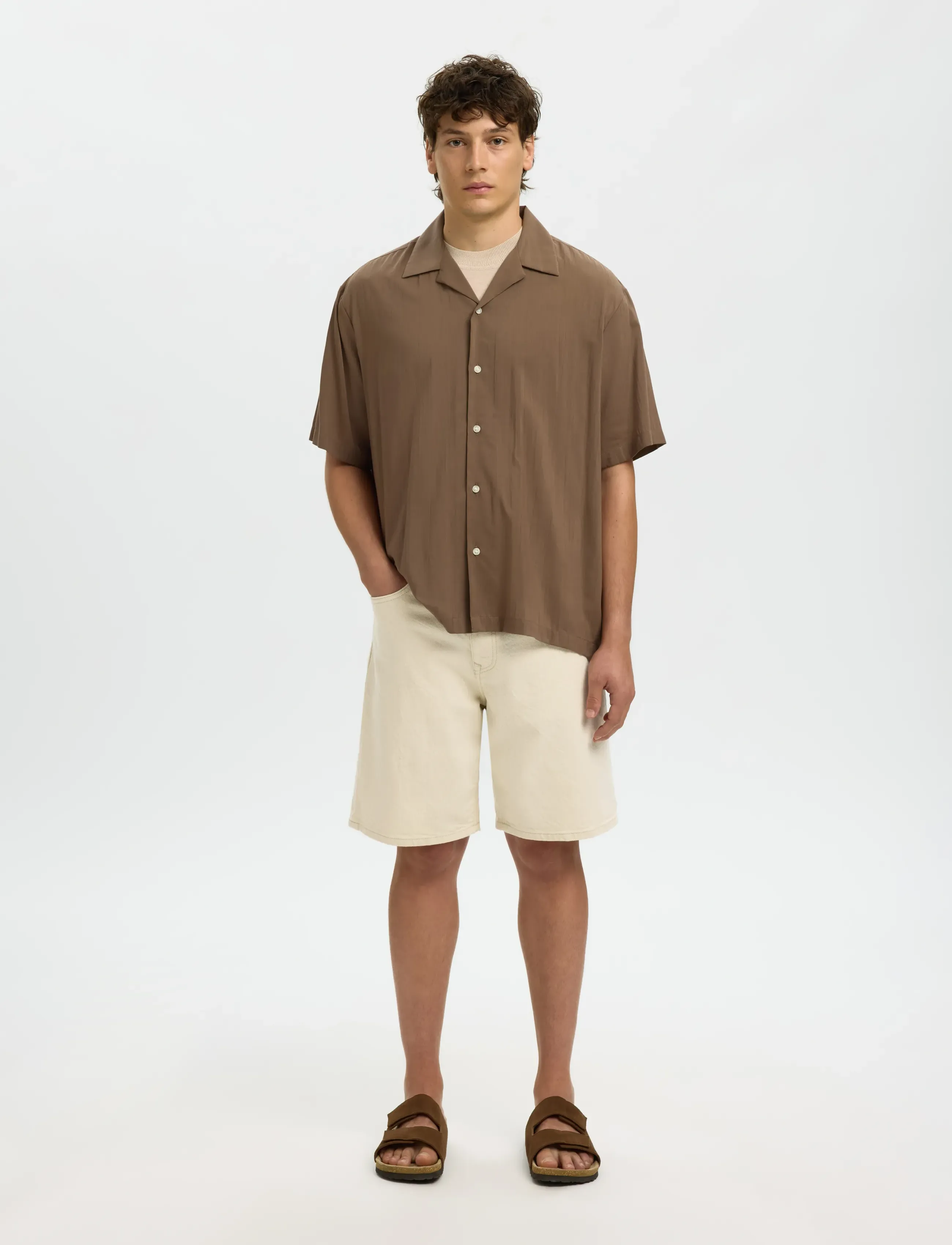 Selected - SLMREG ALEX ECRU 704 DENIM SHORT NOOS - jorts - ecru - 3