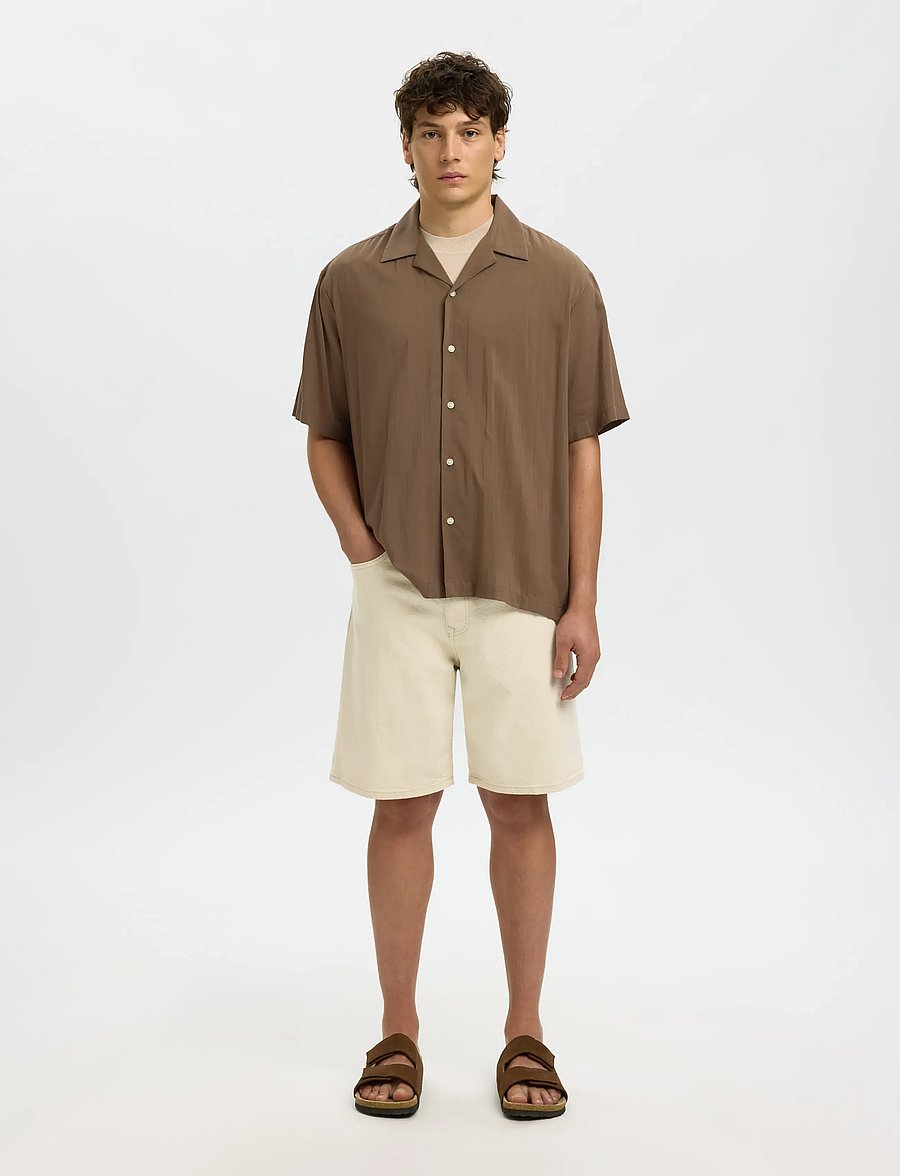Selected - SLMREG ALEX ECRU 704 DENIM SHORT NOOS - jorts - ecru - 3