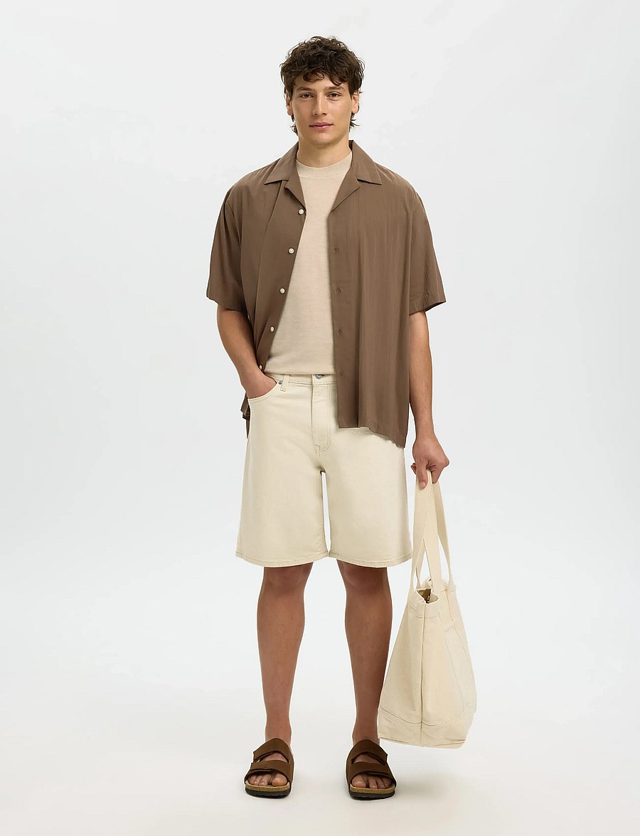 Selected - SLMREG ALEX ECRU 704 DENIM SHORT NOOS - jorts - ecru - 5