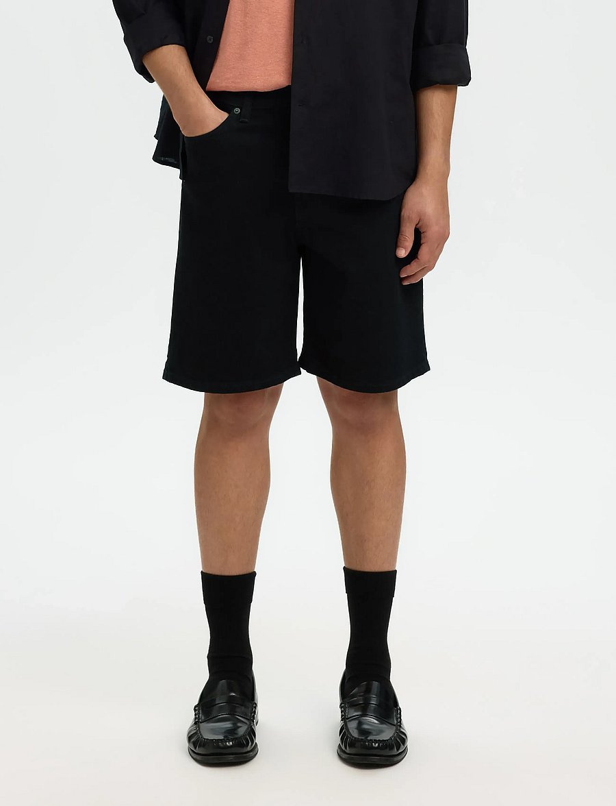 Selected - SLHREG ALEX BLACK 705 DENIM SHORT NOOS - jeans shorts - black denim - 0