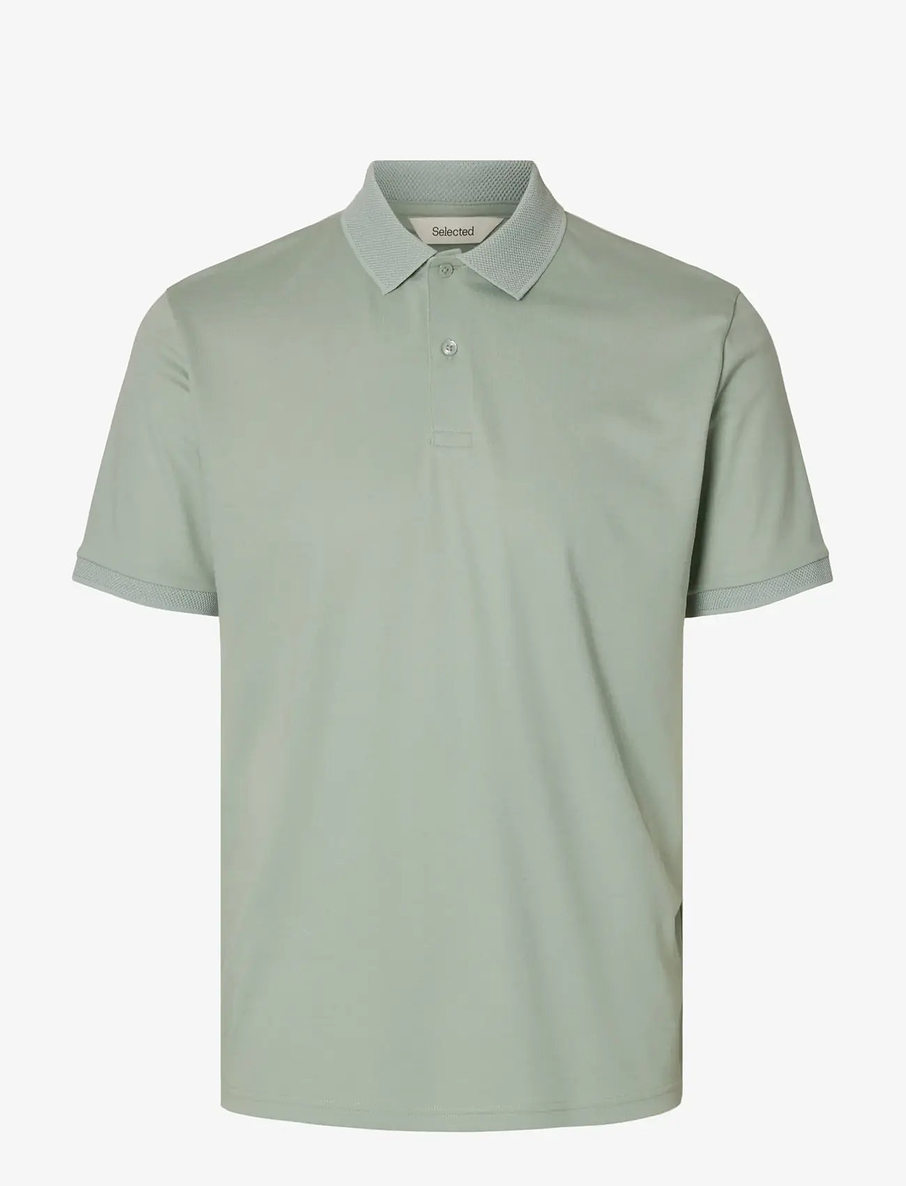 Selected - SLMFAVE BUTTON SS POLO NOOS - kortærmede poloer - aqua gray - 1