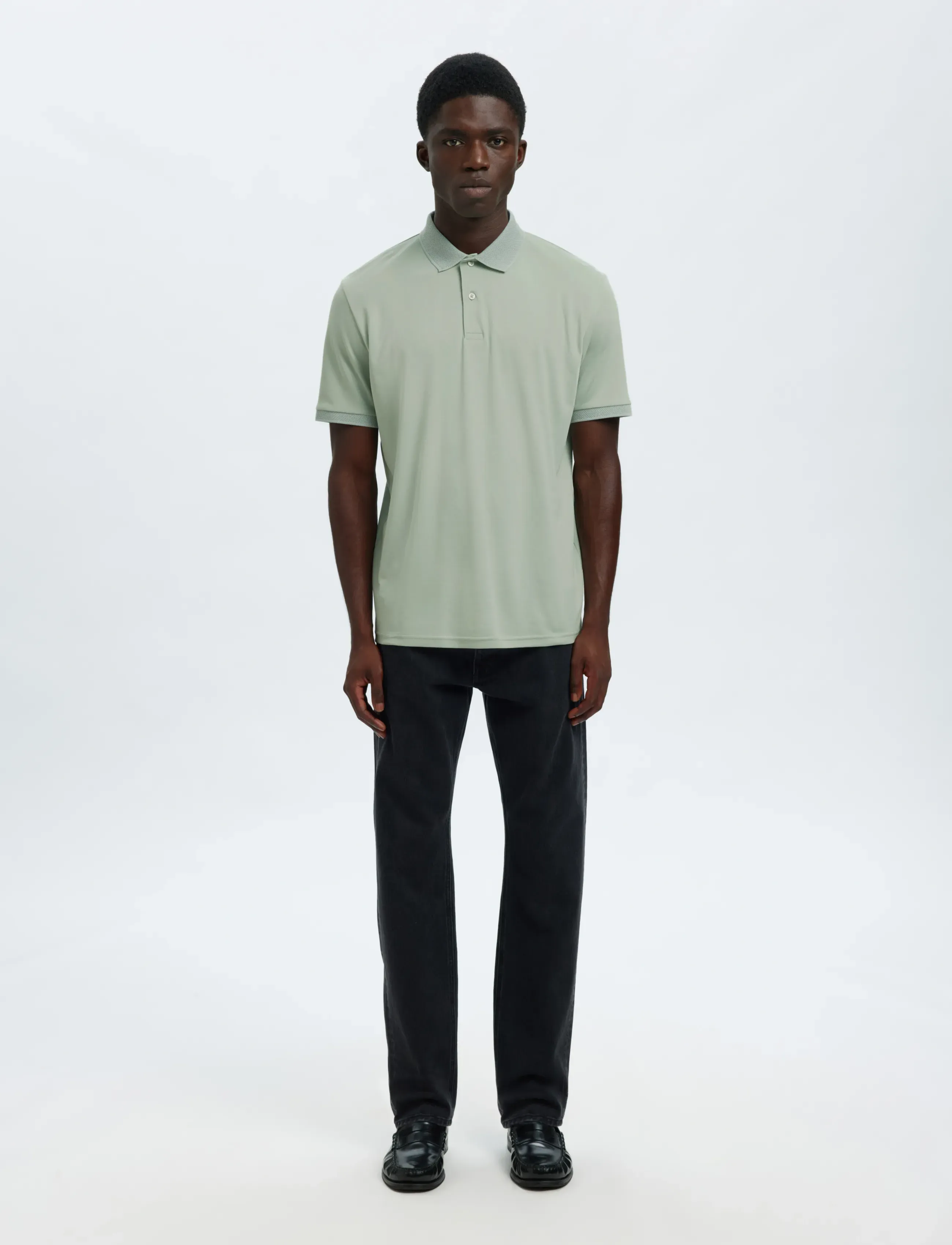 Selected - SLMFAVE BUTTON SS POLO NOOS - short-sleeved polos - aqua gray - 3