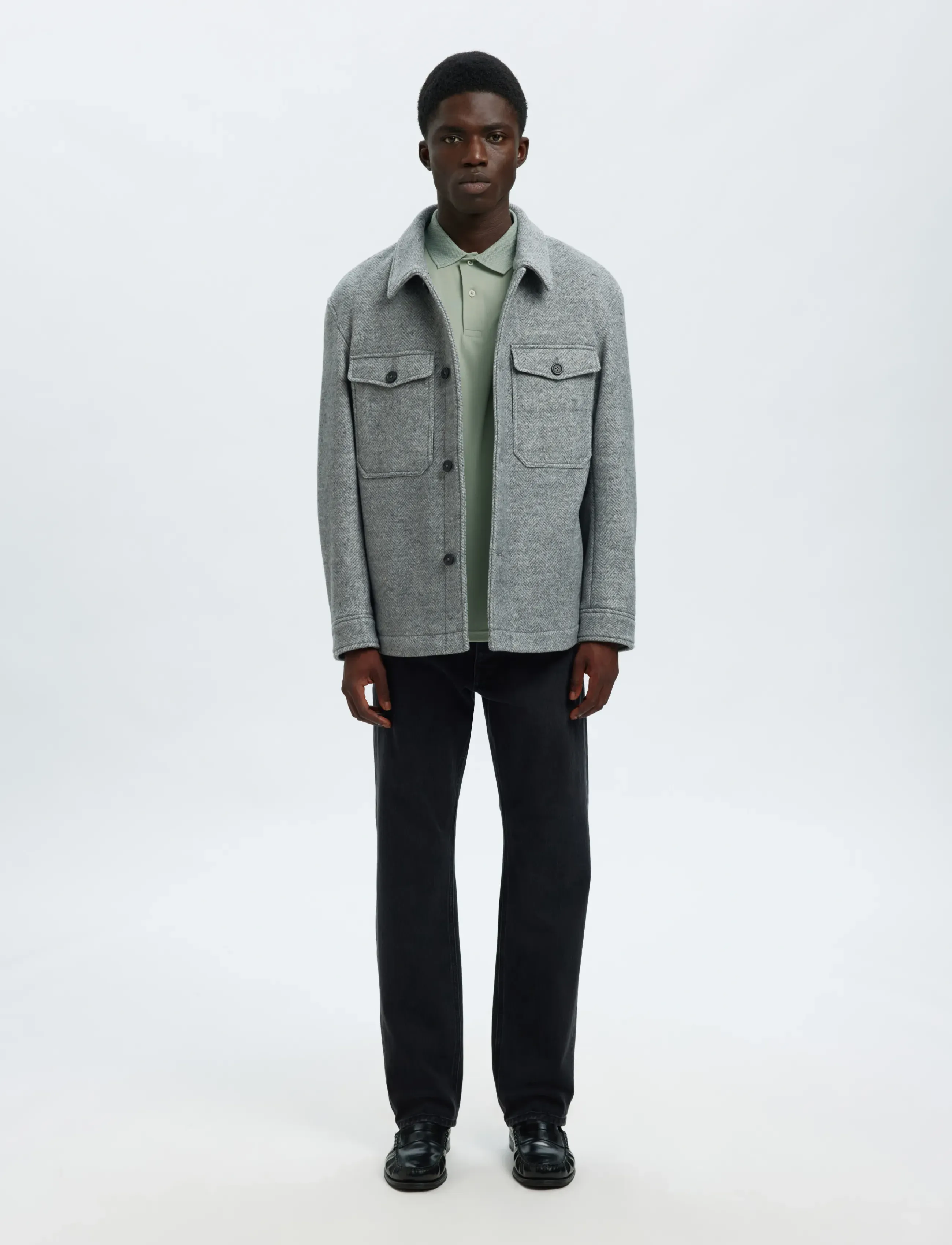 Selected - SLMFAVE BUTTON SS POLO NOOS - short-sleeved polos - aqua gray - 4