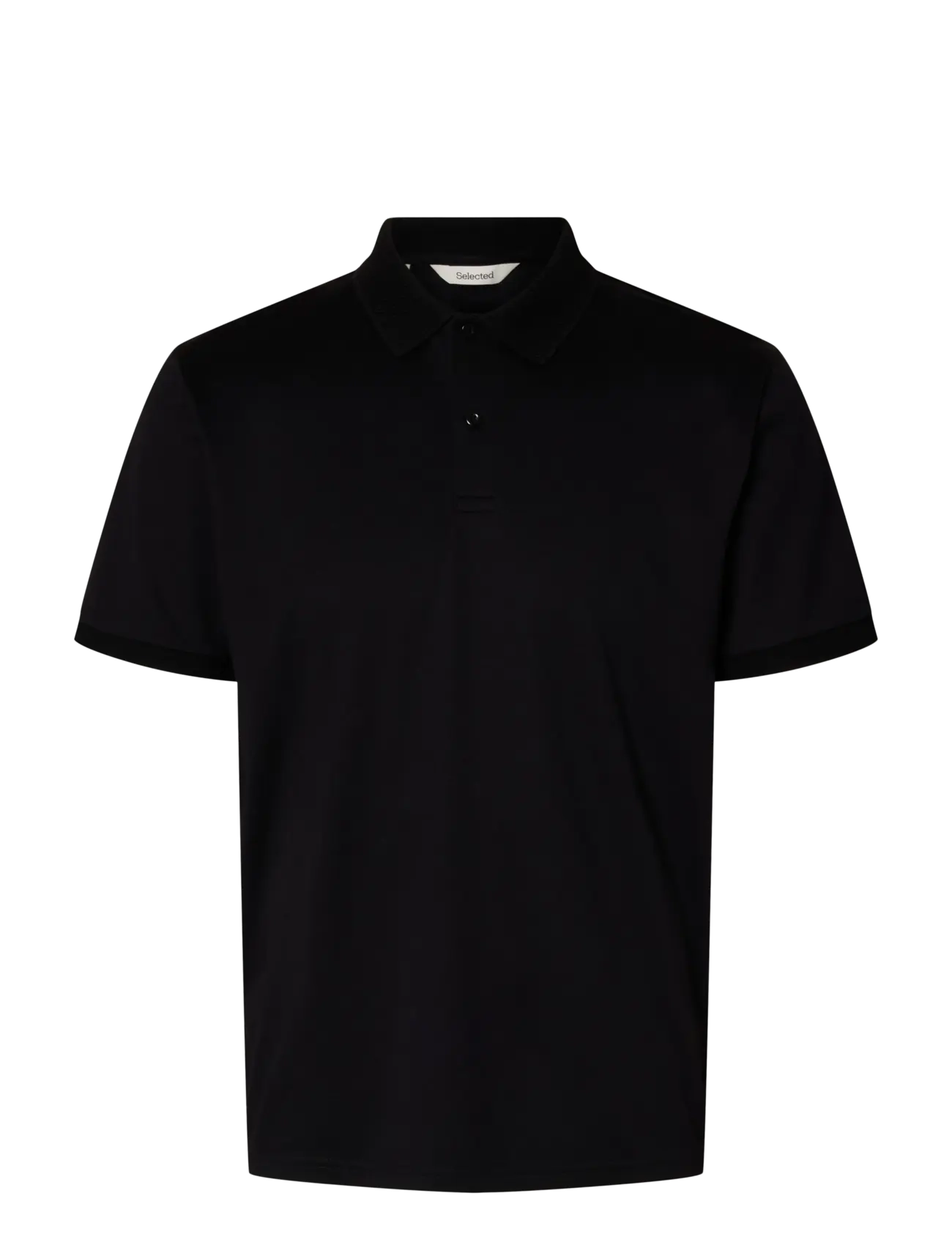 Selected SLHFAVE BUTTON SS POLO NOOS - Nieuwe Mode - BLACK / black