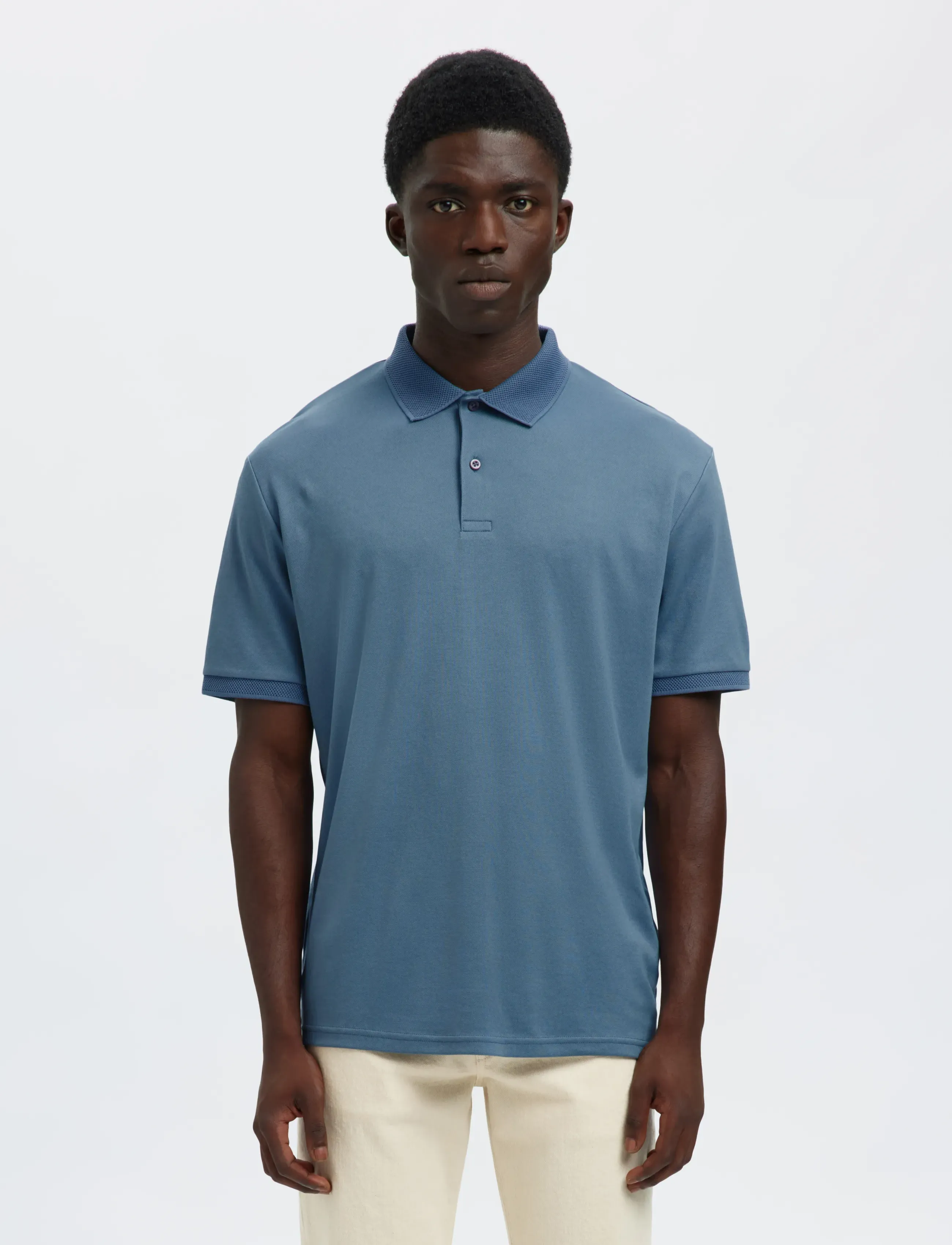 Selected SLHFAVE BUTTON SS POLO NOOS - Riided - BLUE MIRAGE / blue