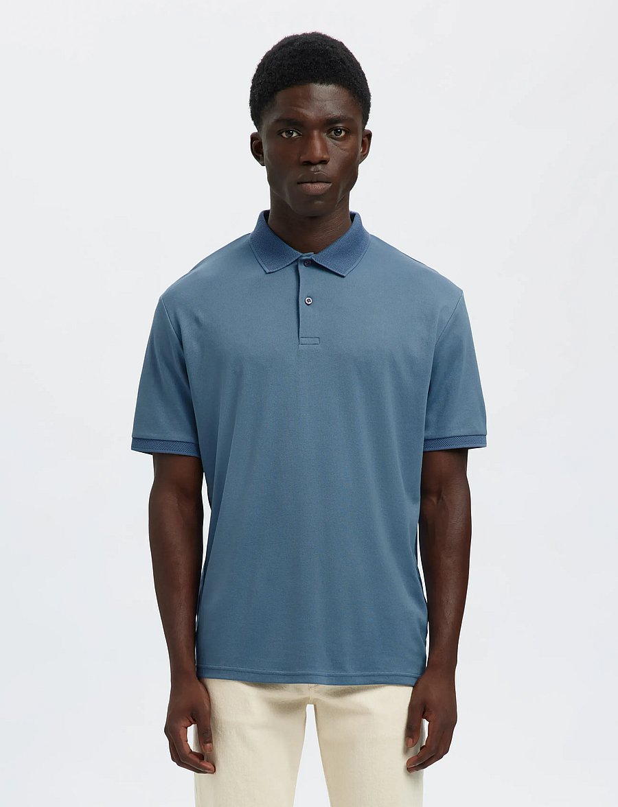 Selected - SLHFAVE BUTTON SS POLO NOOS - kurzärmelig - blue mirage - 0
