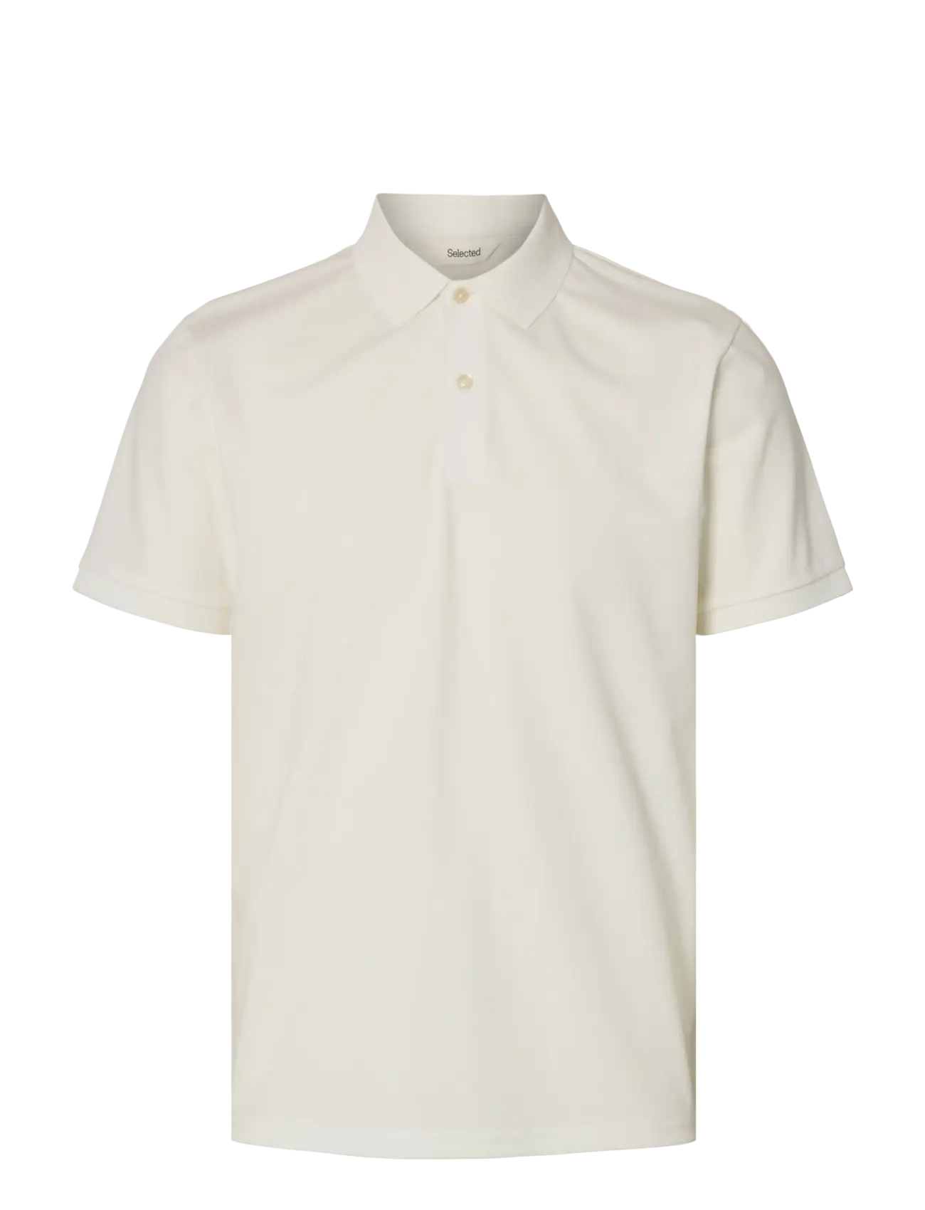 Selected SLHFAVE BUTTON SS POLO NOOS - Selected - CLOUD DANCER / cream