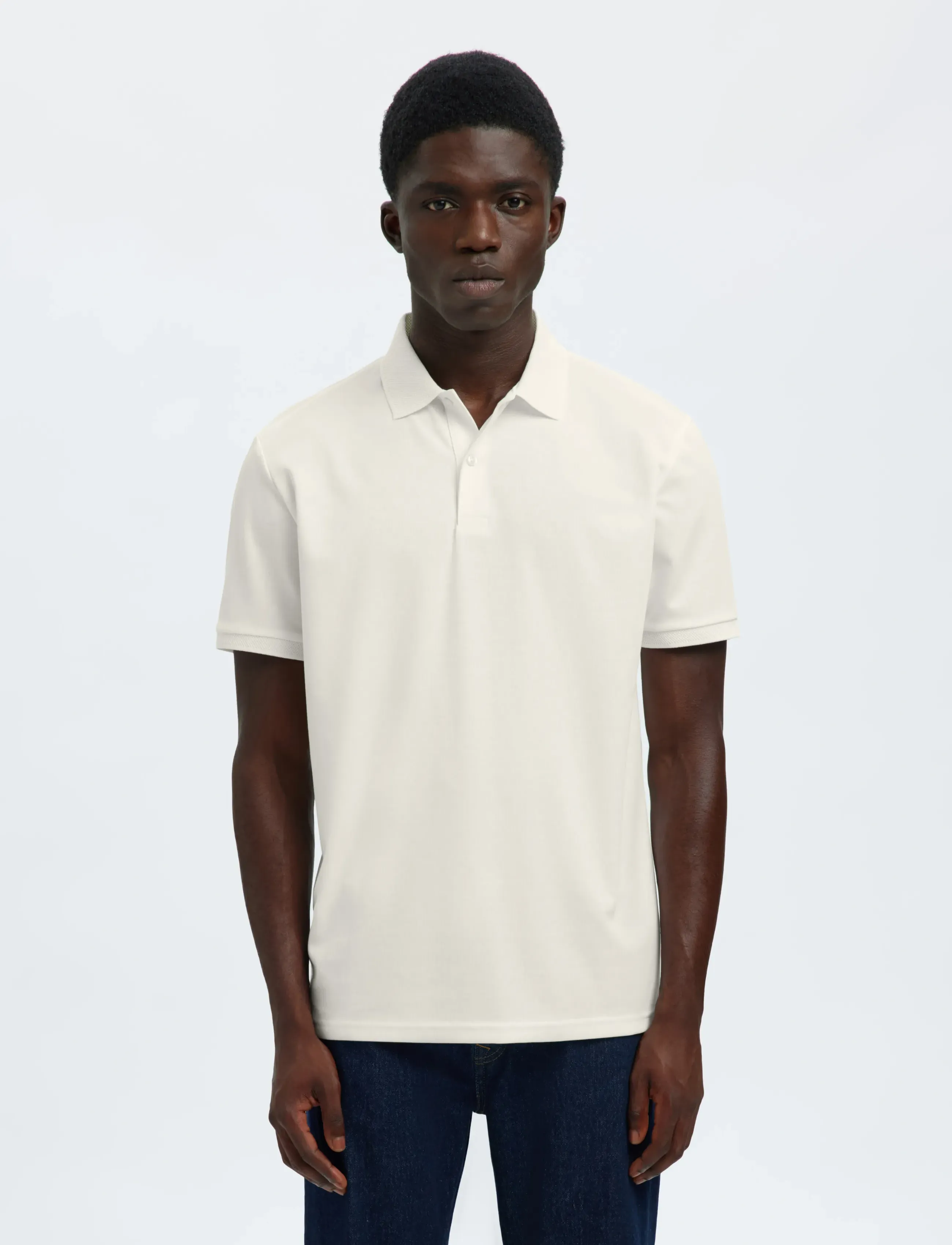 Selected SLHFAVE BUTTON SS POLO NOOS - Poloshirts - CLOUD DANCER / cream