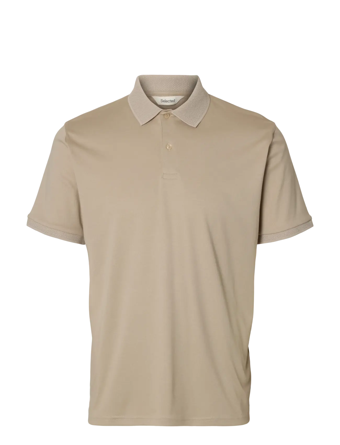 SELECTED Slhfave Button Ss Polo Noos Beige - XXL - Herren