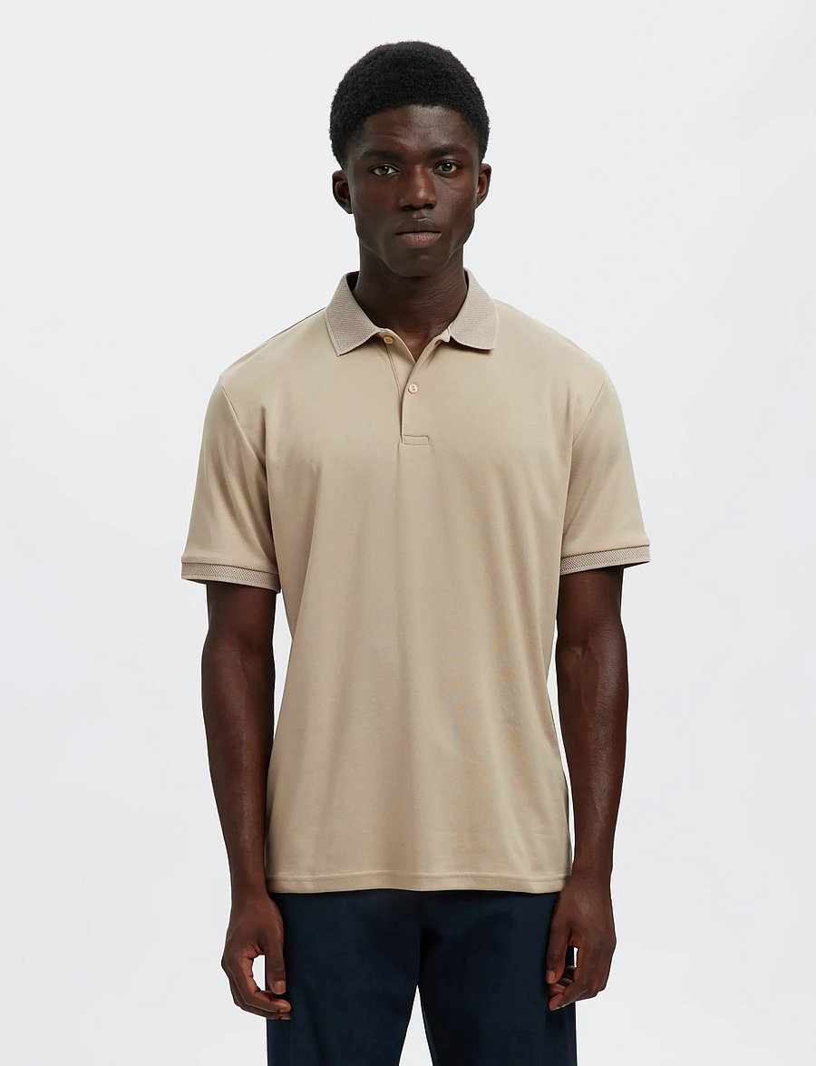 Selected - SLHFAVE BUTTON SS POLO NOOS - polo marškinėliai trumpomis rankovėmis - oatmeal - 0