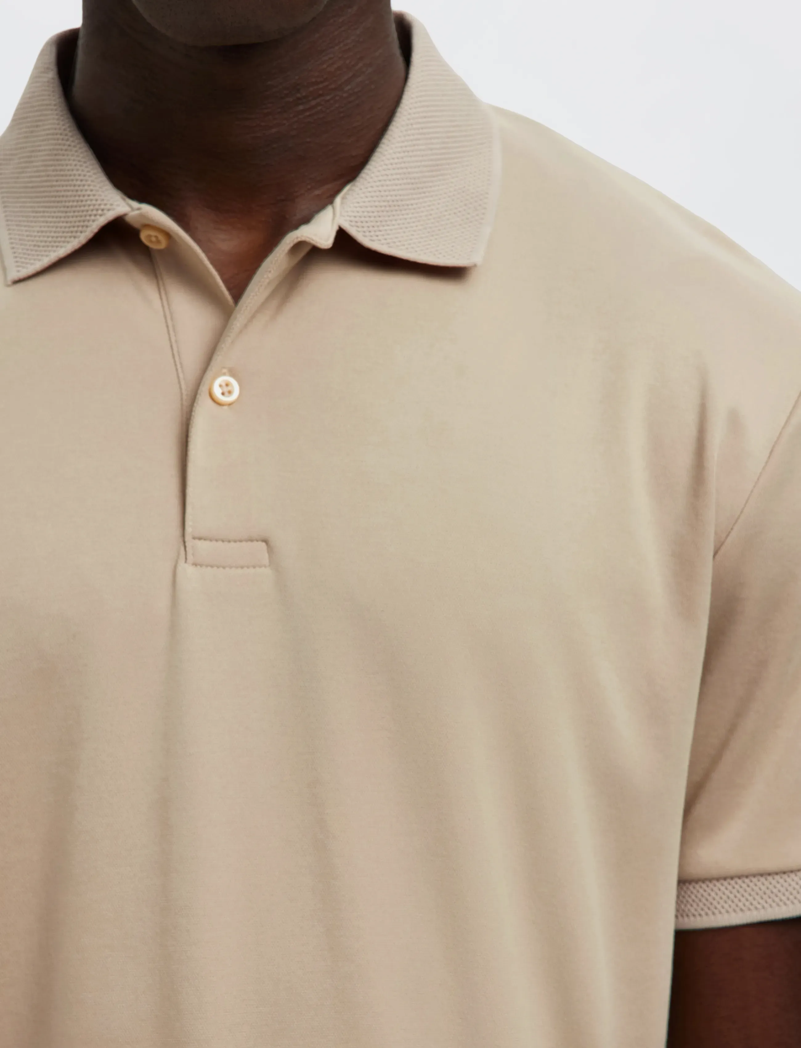 Selected - SLMFAVE BUTTON SS POLO NOOS - short-sleeved polos - oatmeal - 5