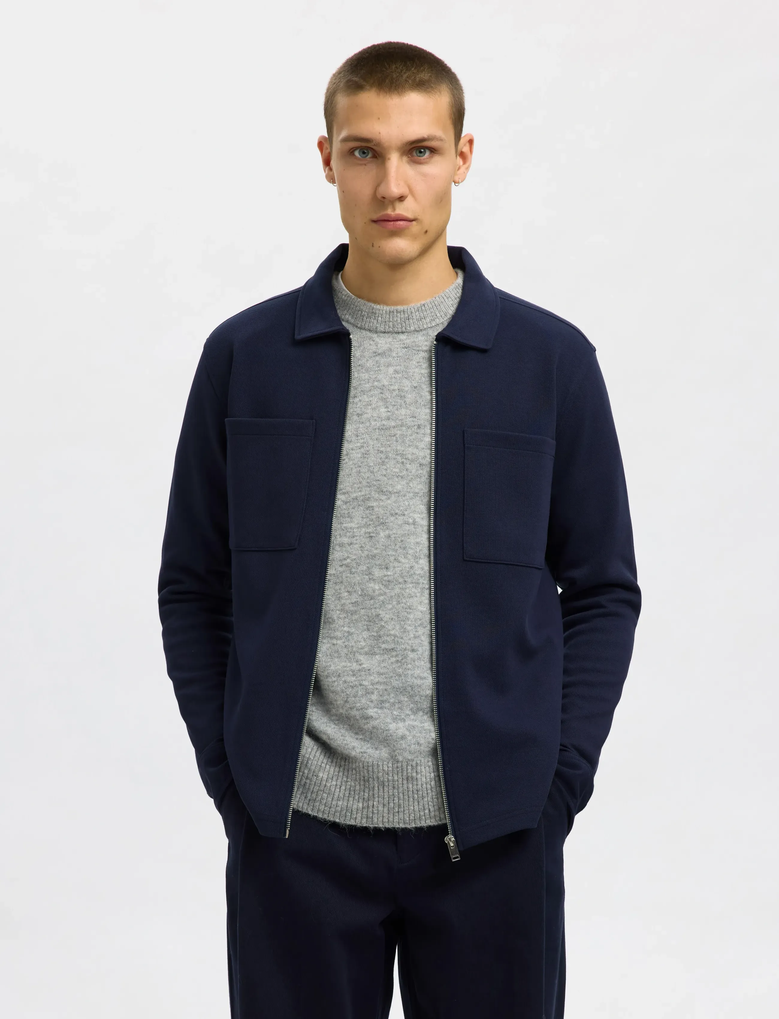Selected SLHJACKIE SWEAT ZIP JACKET NOOS - Jackets - NAVY BLAZER / navy