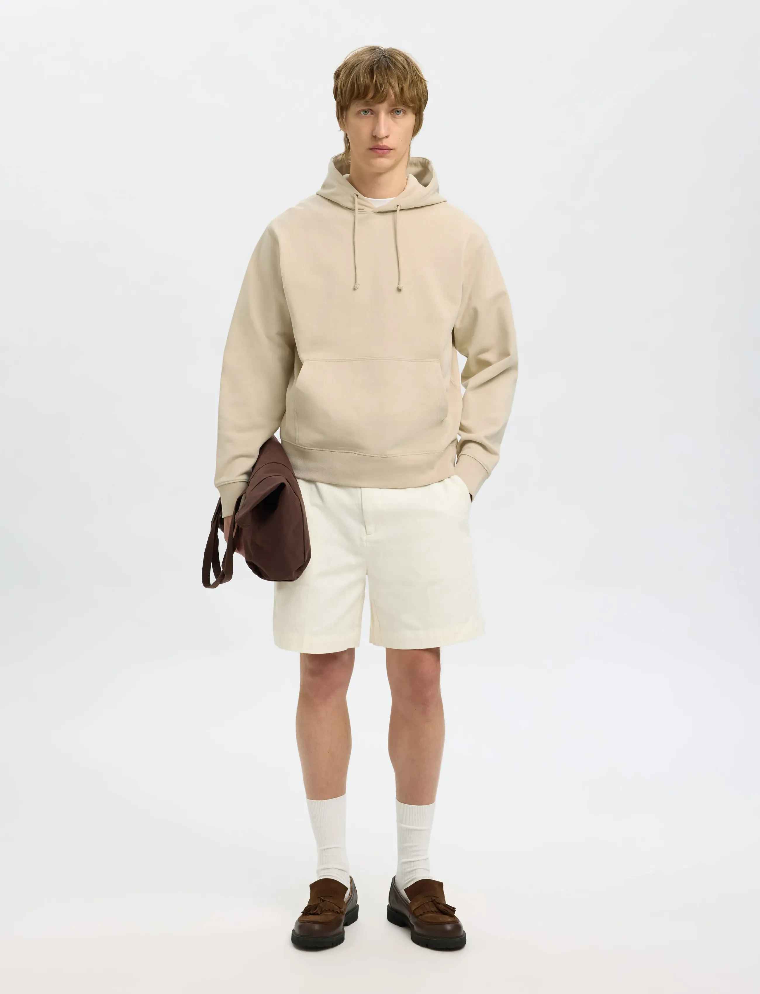 Selected - SLHRELAXLUKE LS SWEAT HOODIE NOOS - sweatshirts - oatmeal - 4