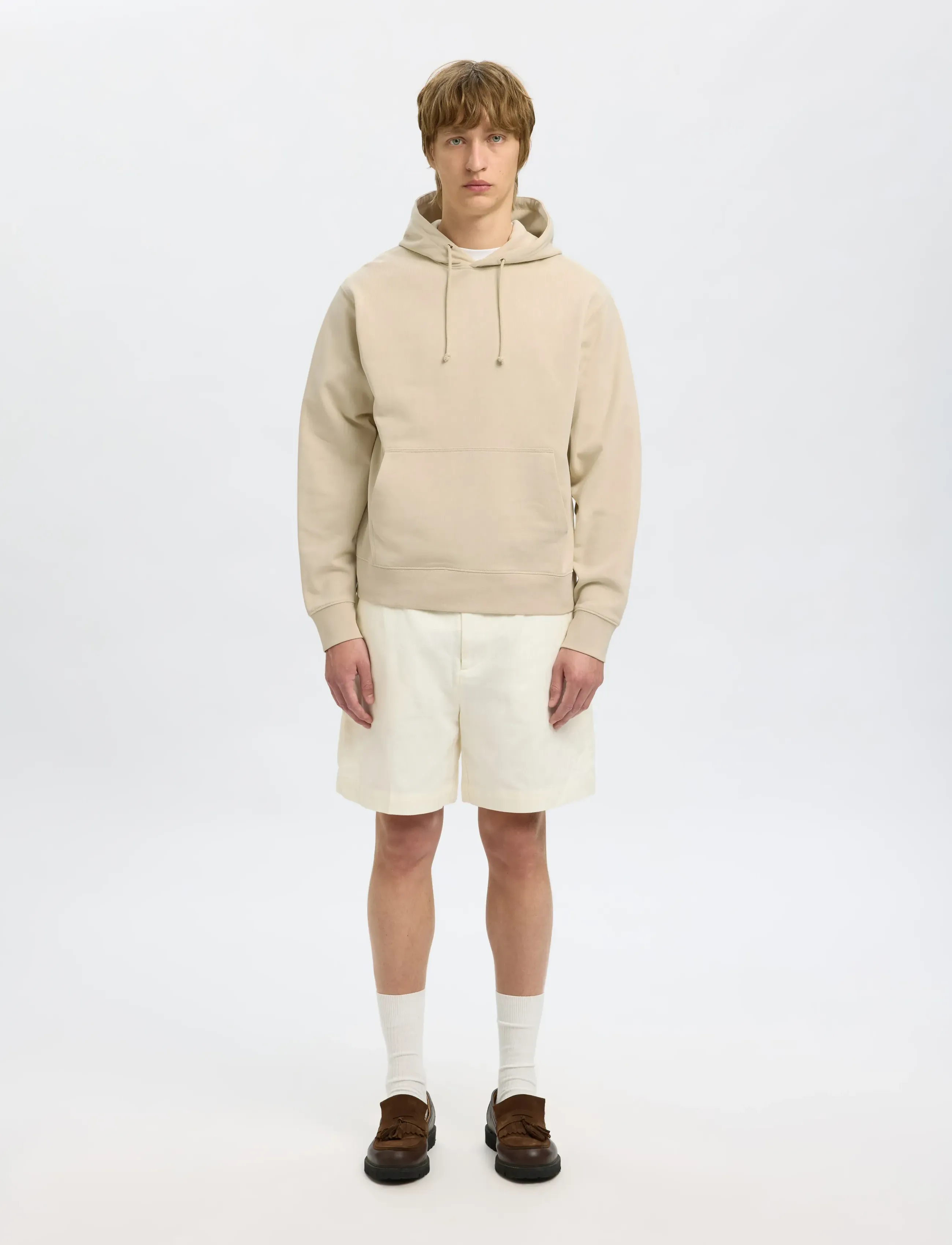 Selected - SLHRELAXLUKE LS SWEAT HOODIE NOOS - sweatshirts - oatmeal - 5